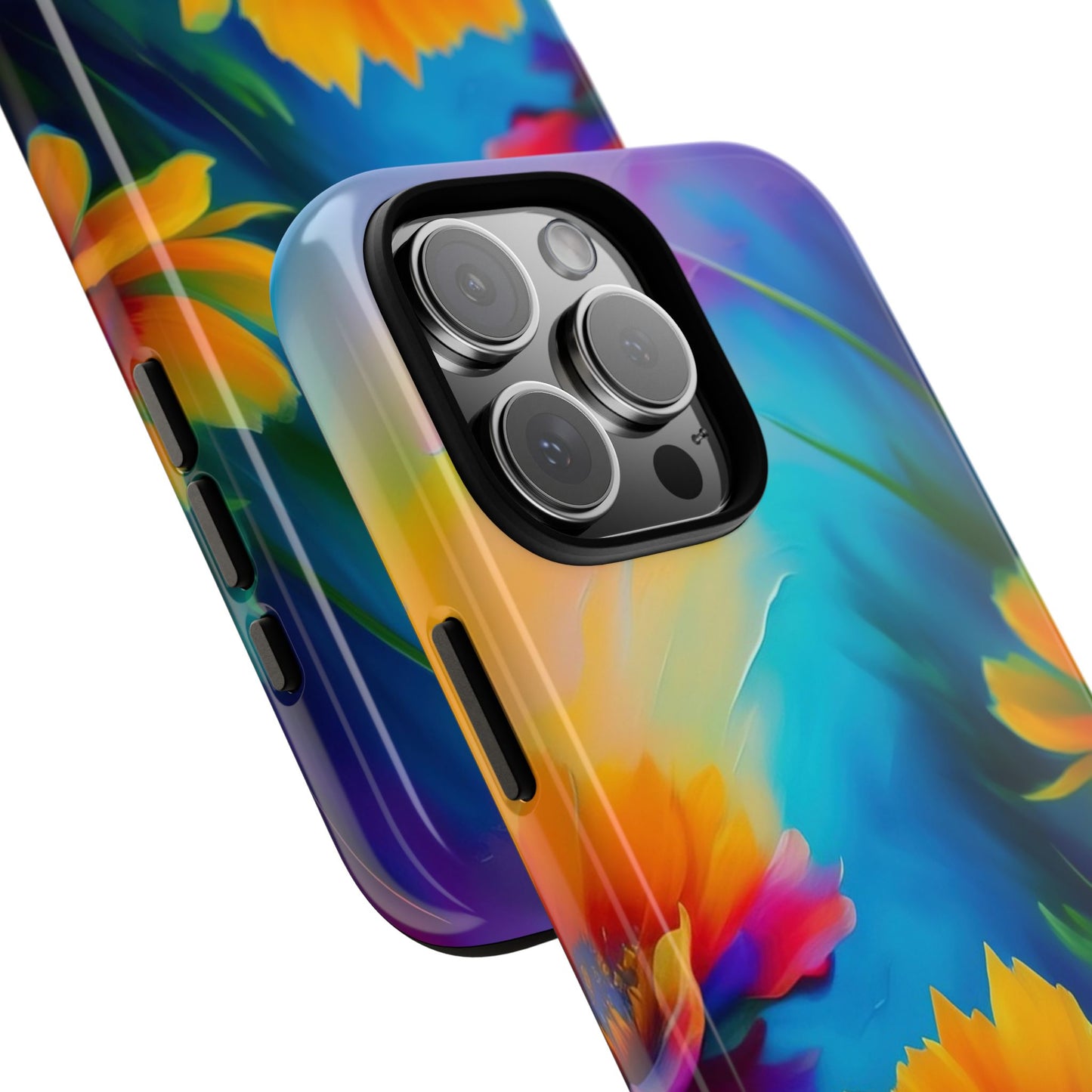 Floral Sunset Tough Phone Case — Vibrant Watercolor Flowers Protective Cover