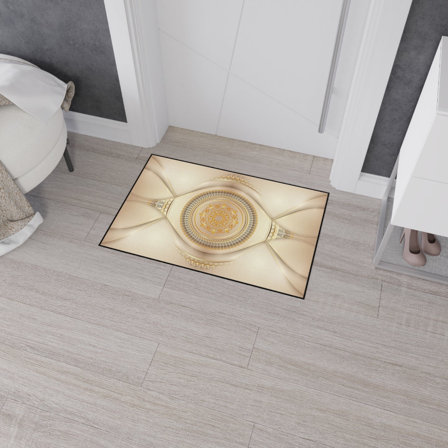 Ornate Mandala Floor Mat — Heavy-Duty Decorative Entrance Rug