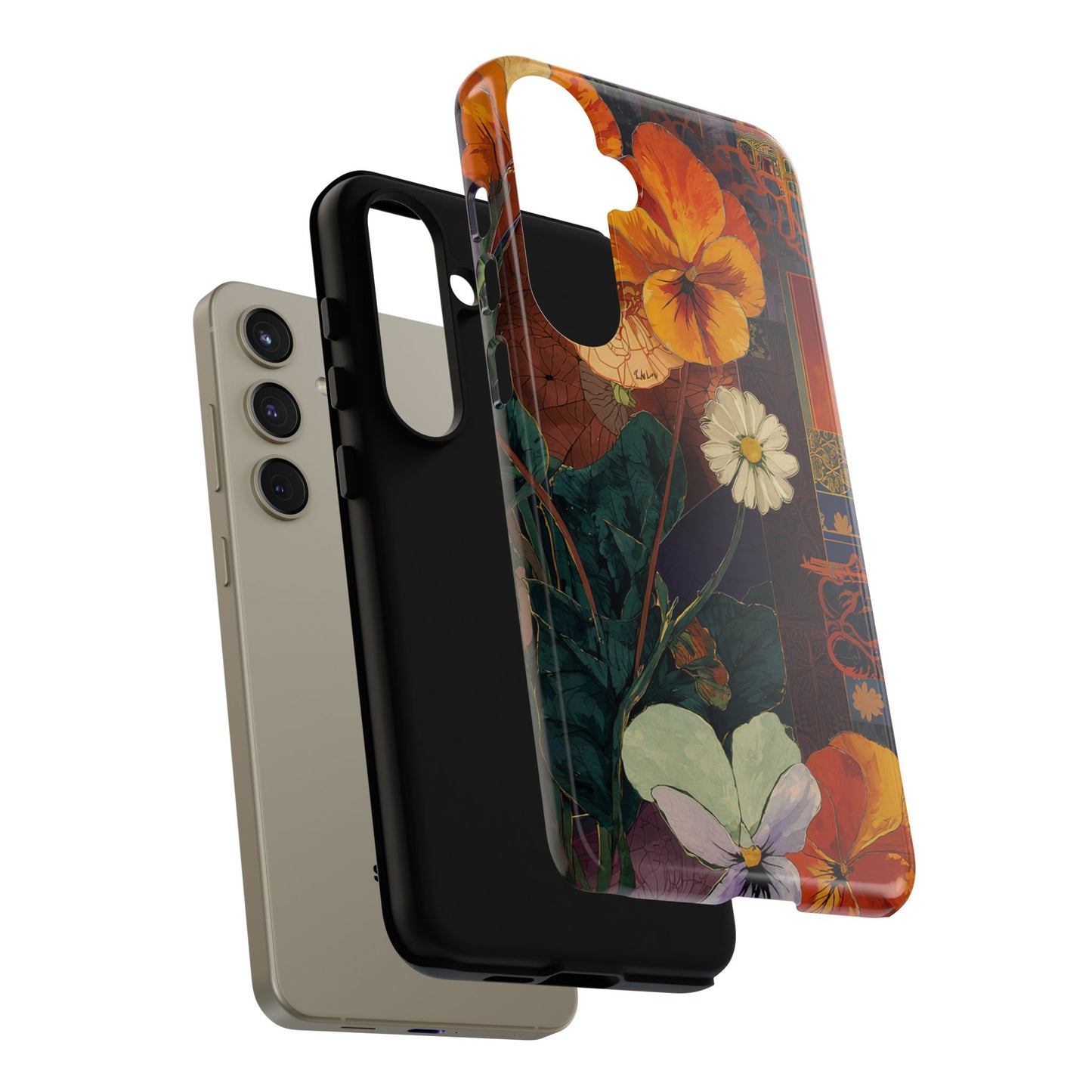Floral Pansy Tough Phone Case — Vintage Botanical Protection