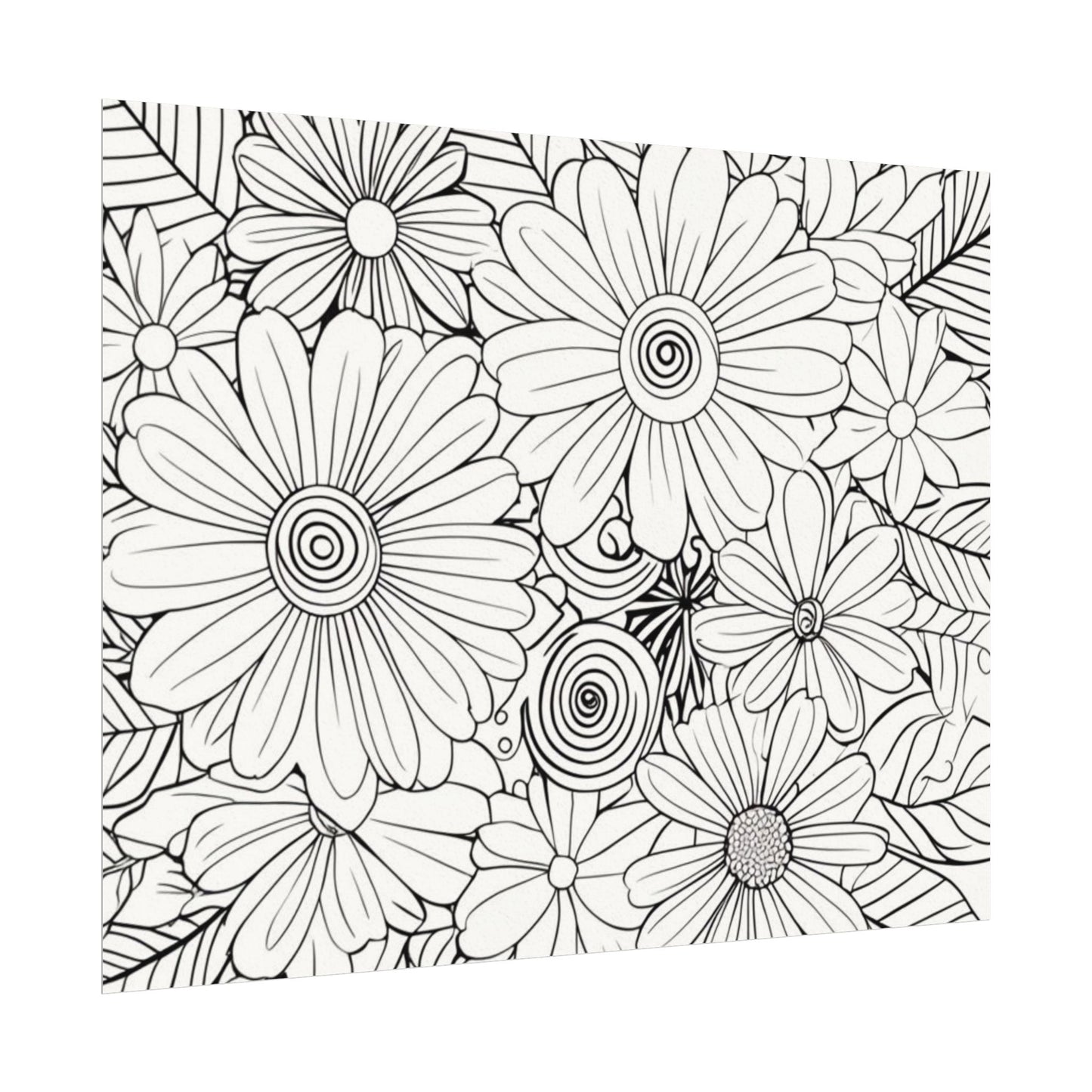 COLOR IT YOURSELF Floral Line Art Poster — Textured Matte Print