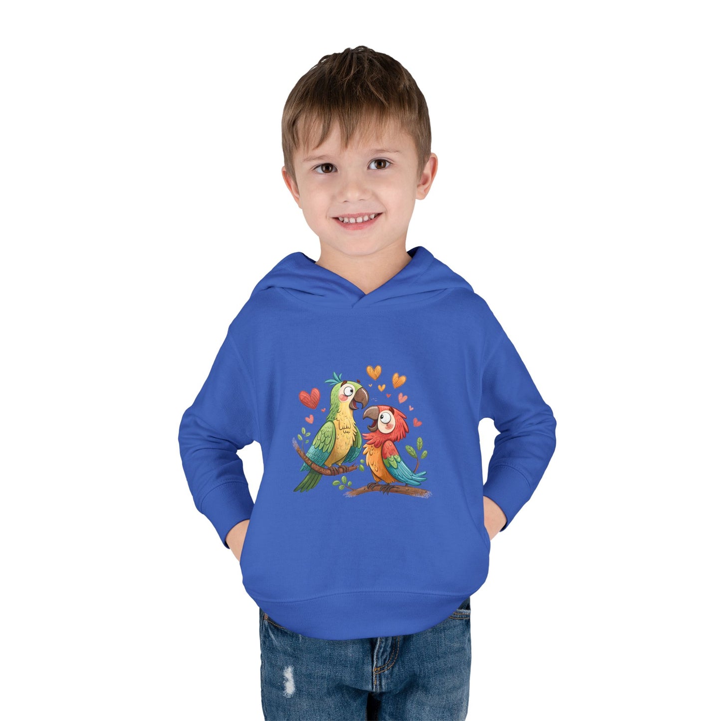 Toddler Hoodie — Cute Parrot Love Pullover (Heart Bird Kids Sweatshirt)