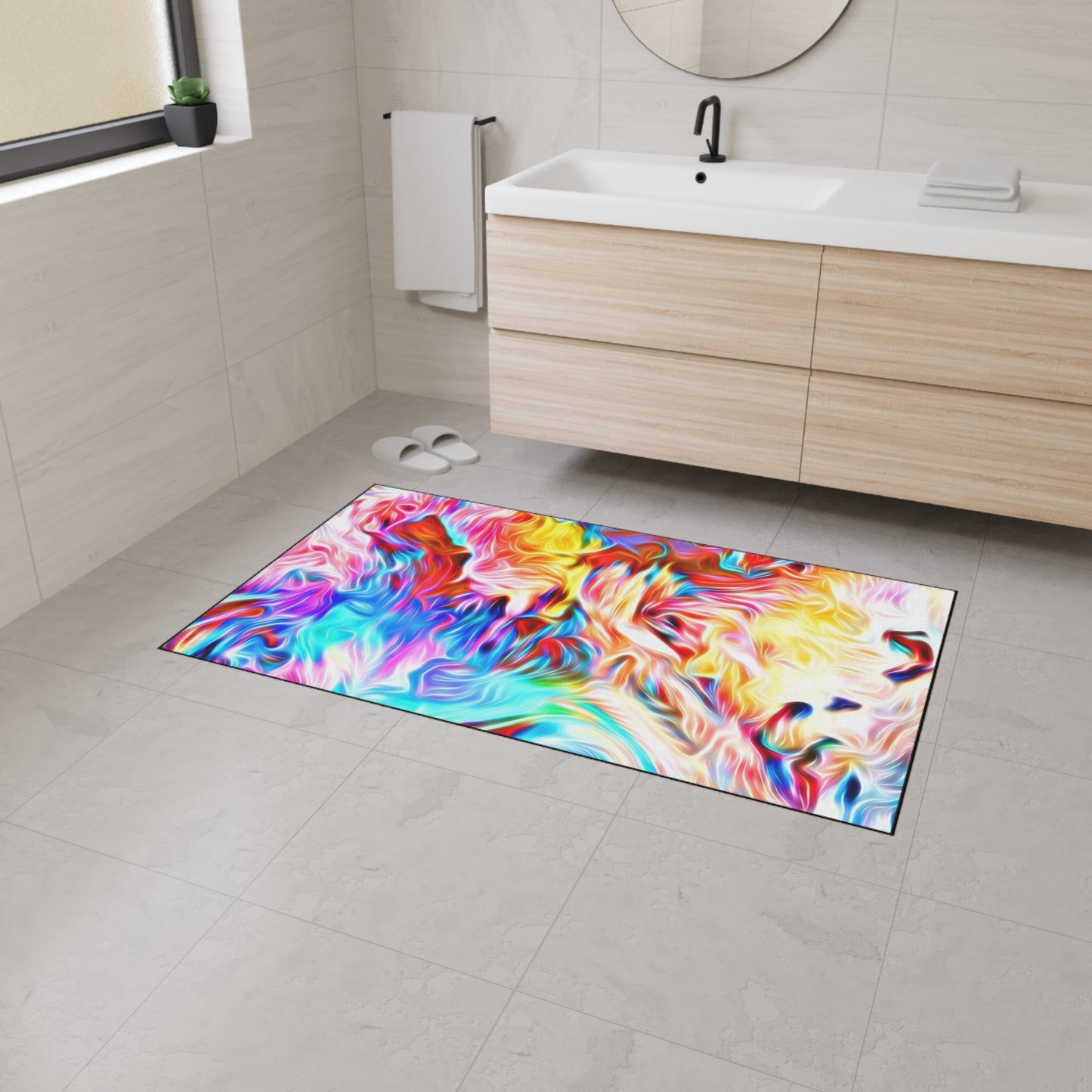 Abstract Swirl Heavy-Duty Floor Mat — Vibrant Colorful Entryway Rug