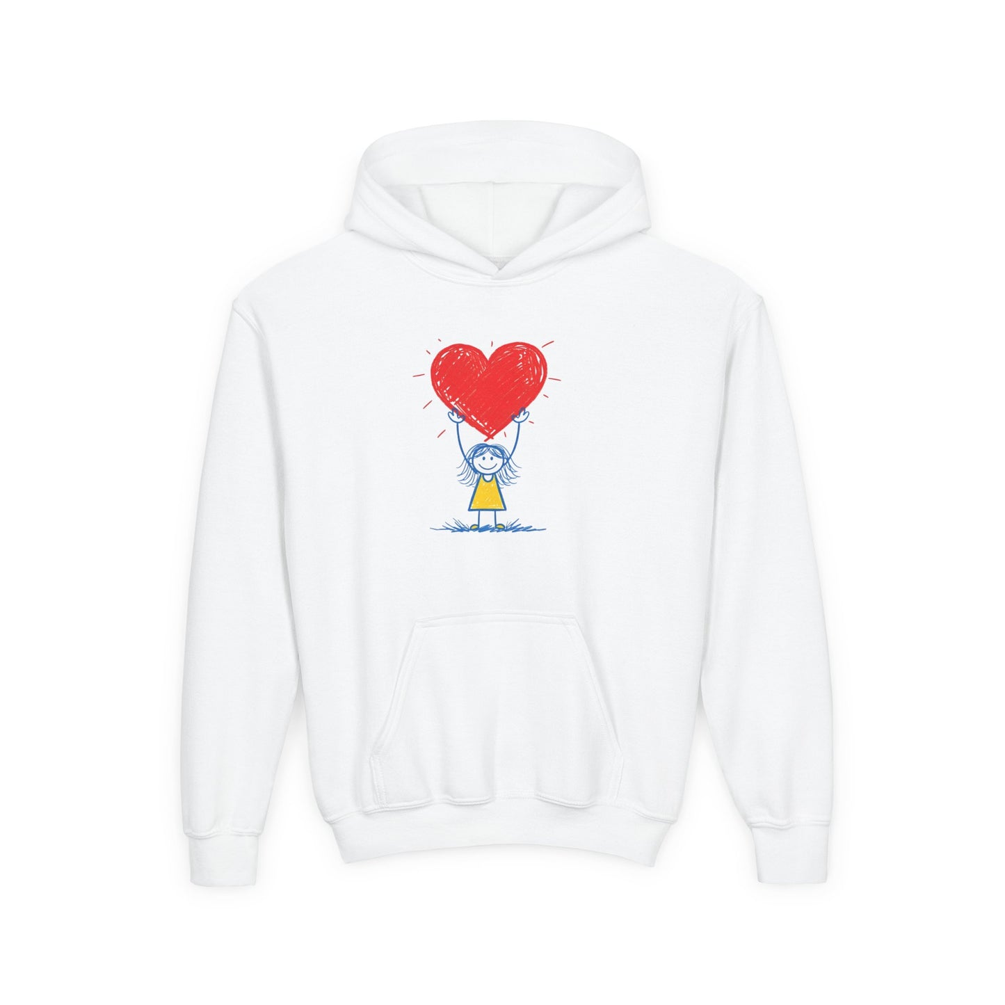 Kids Heart Balloon Hoodie — Cute Girl Holding Red Heart Design