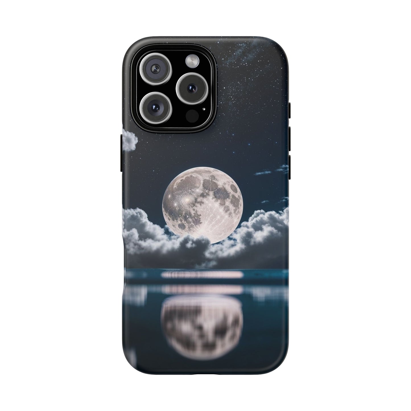 Moonlit Reflection Phone Case — Night Sky Moon & Clouds Tough Case