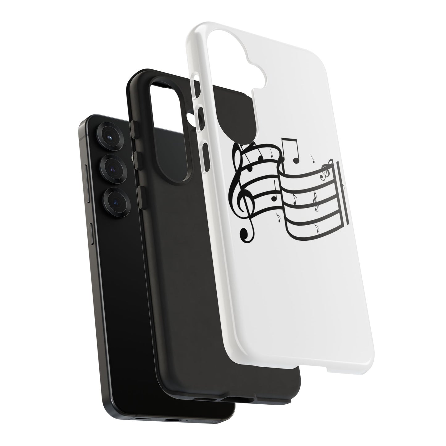 Musical Notes Phone Case — Black Treble Clef Music Staff Tough Case
