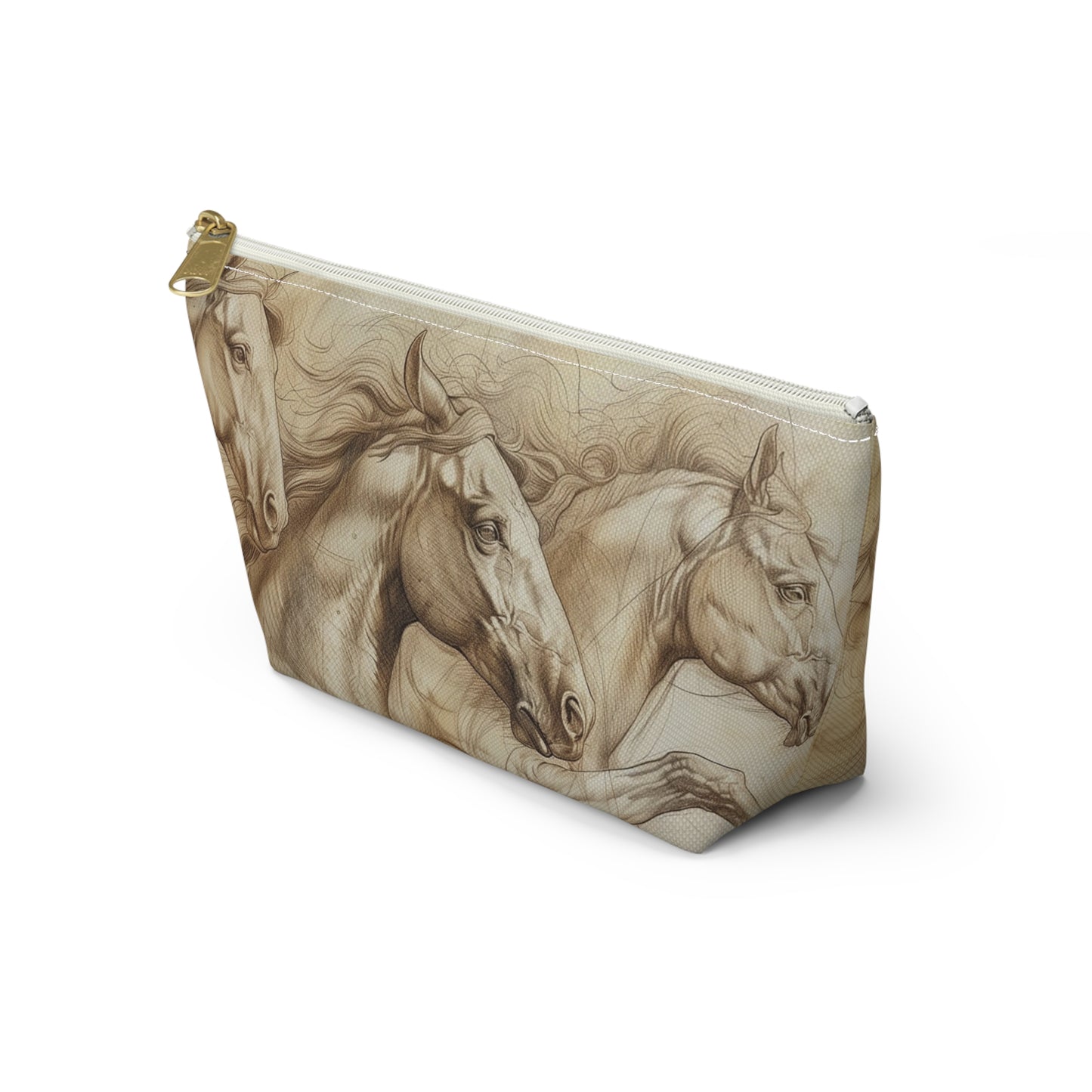 Horse Run Accessory Pouch — Equestrian Makeup & Travel T-Bottom Bag