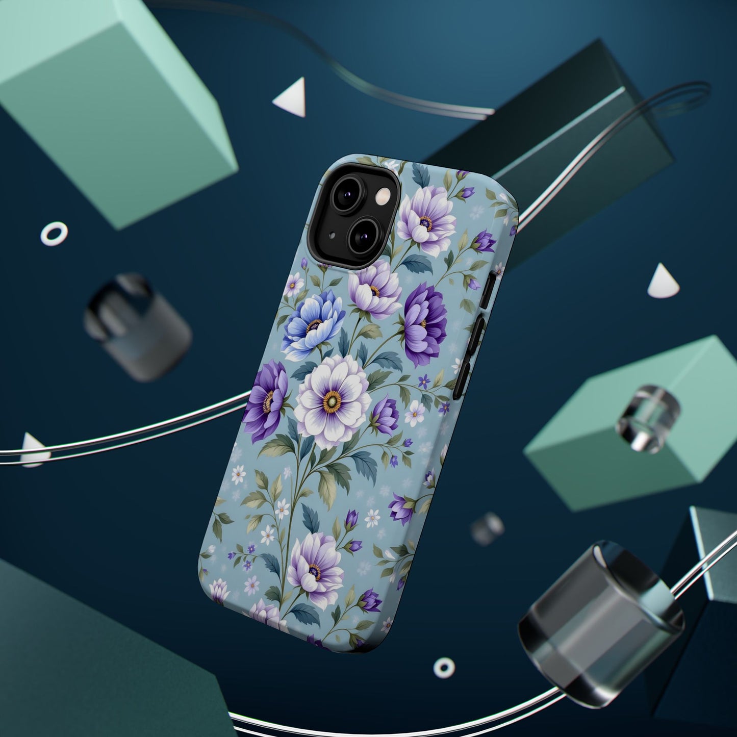 Floral Purple Peony Phone Case — Magnetic Impact‑Resistant Protective Cover