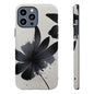 Monochrome Floral Tough Phone Case — Black Ink Flower Protective Cover