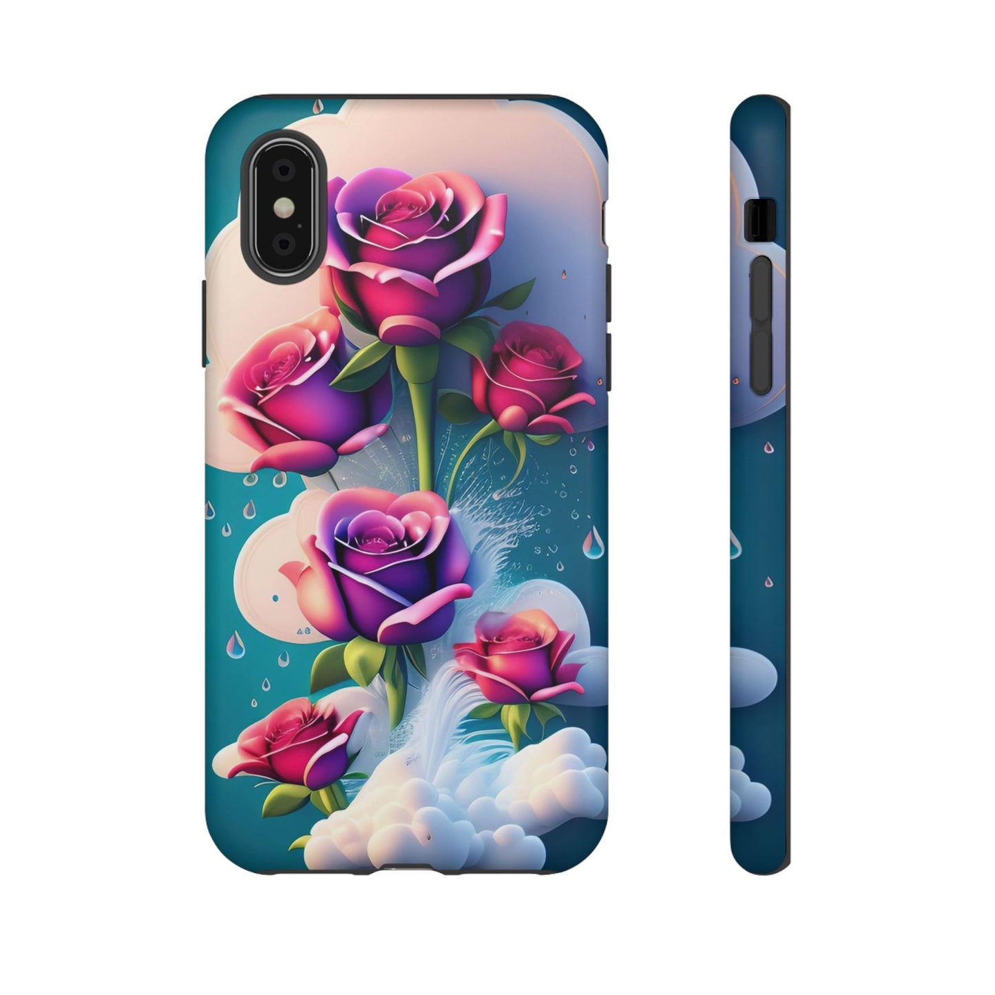 Floral Dream Tough Phone Case — Rose Bouquet Clouds Design