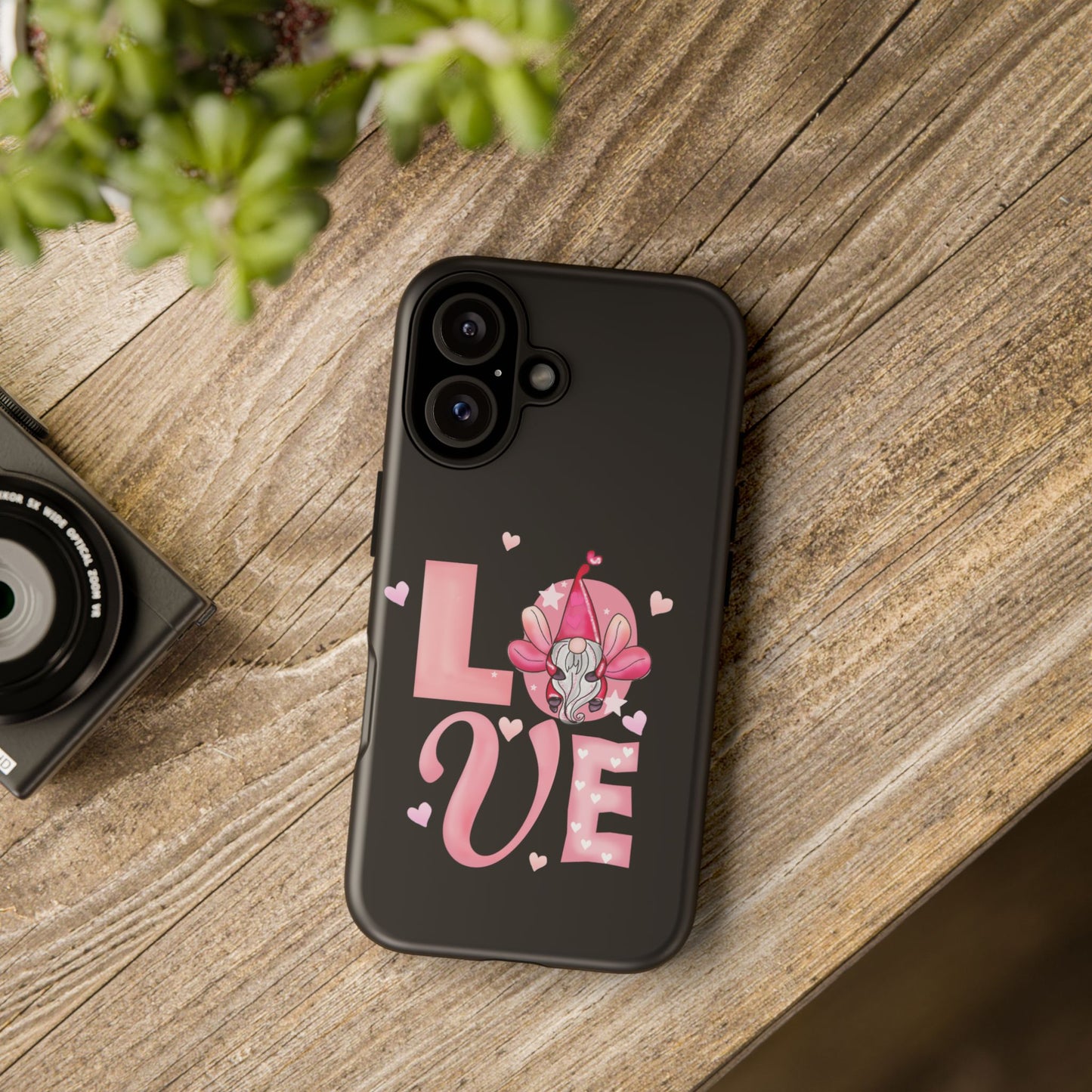 Love Gnome Phone Case — Cute Pink Heart Valentines Protective Case