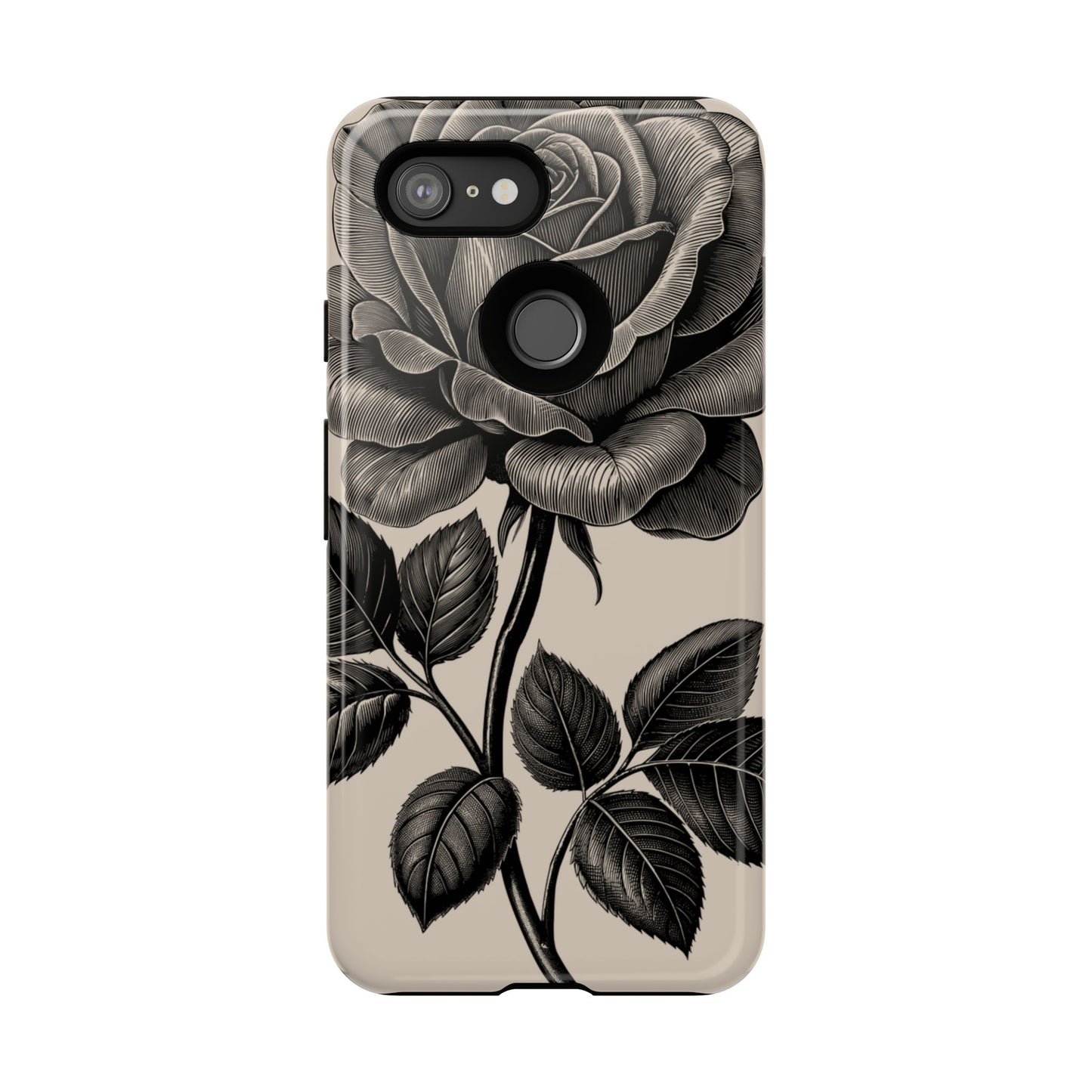 Black Rose Phone Case, Tough Cases with Floral Design, Elegant Tech Accessory, Gift for Flower Lovers, Stylish Protection