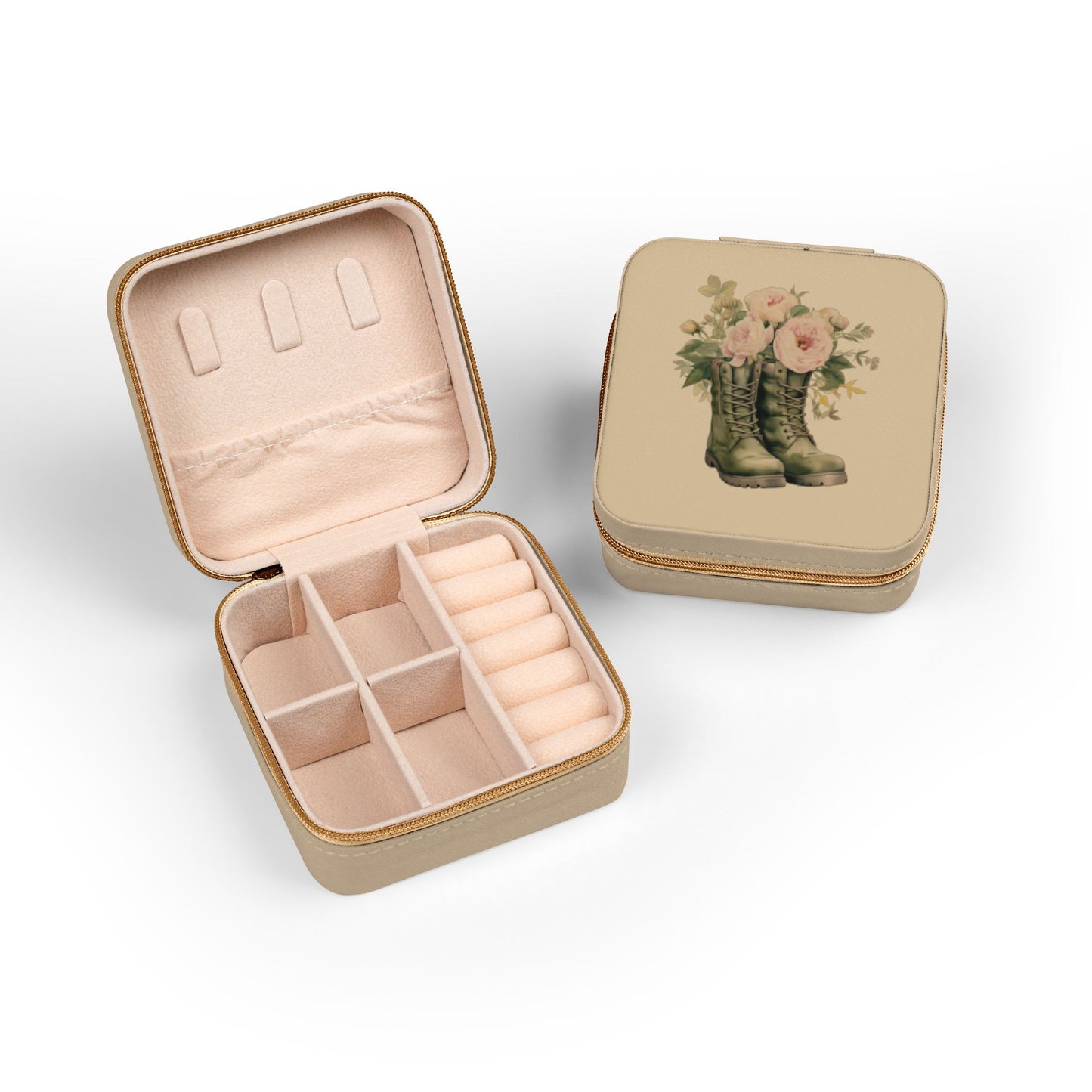 Compact Floral Boots Jewelry Travel Case – Portable Earring & Ring Organizer