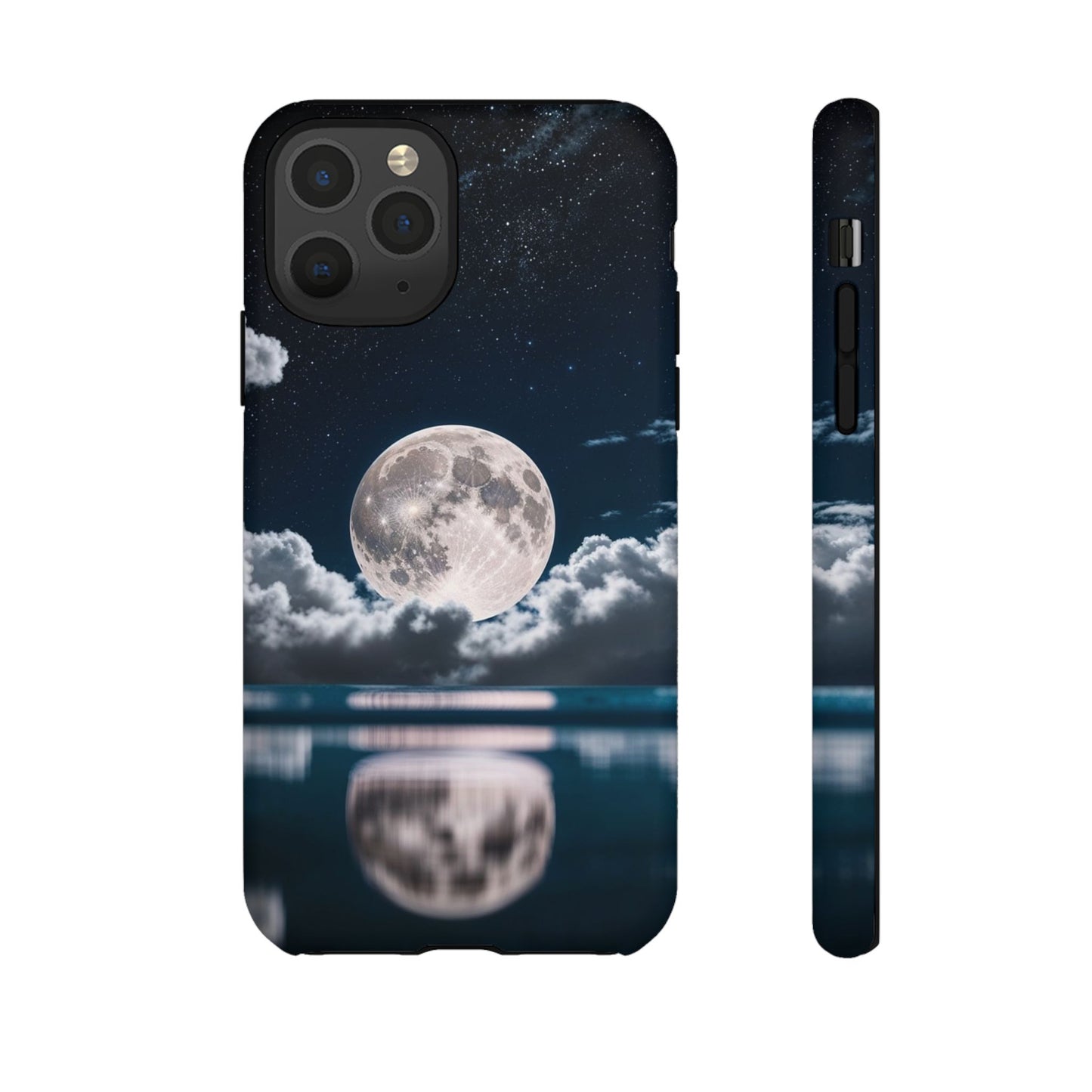 Moonlit Reflection Phone Case — Night Sky Moon & Clouds Tough Case