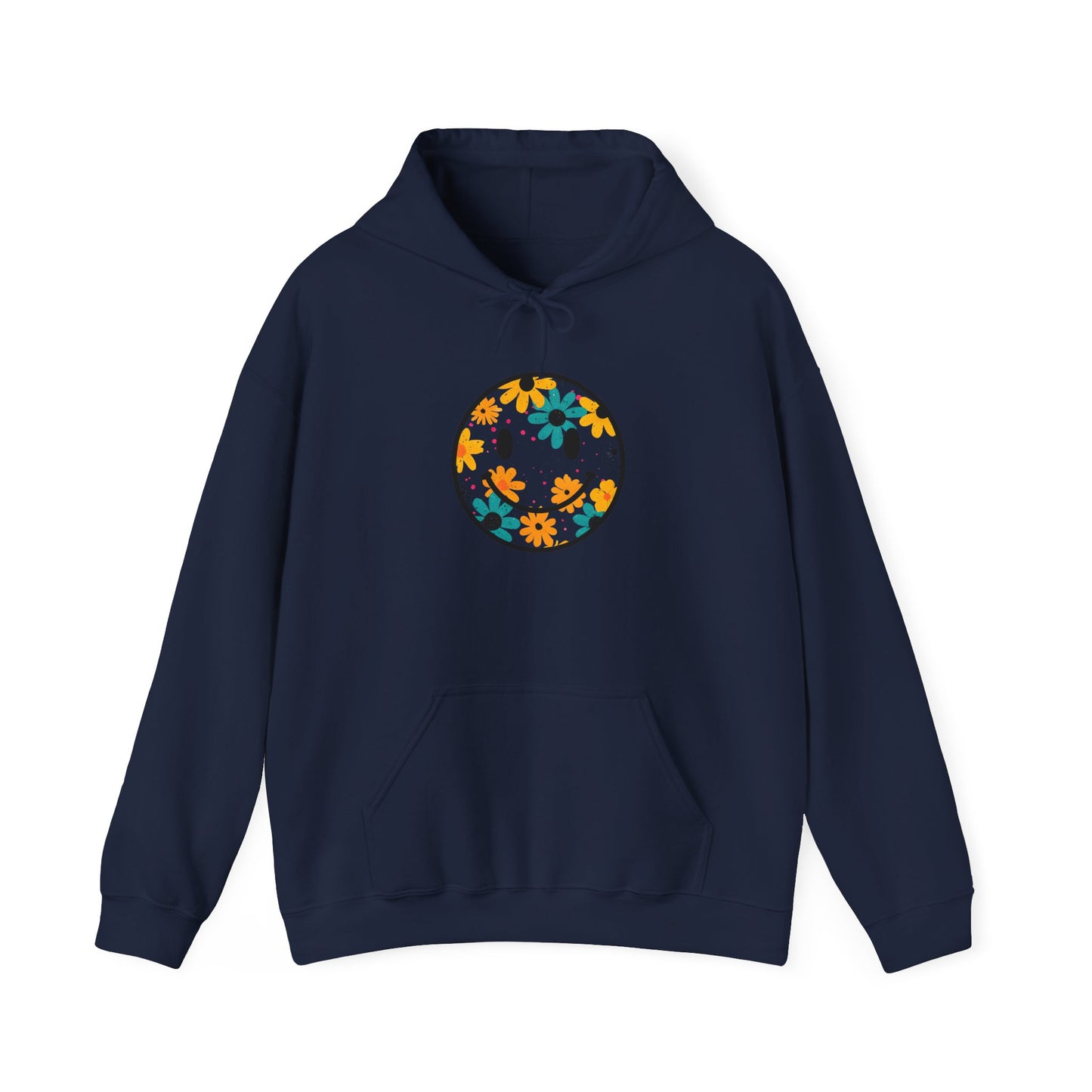 Floral Smiley Hoodie — Retro Daisy Smile Graphic Hoodie