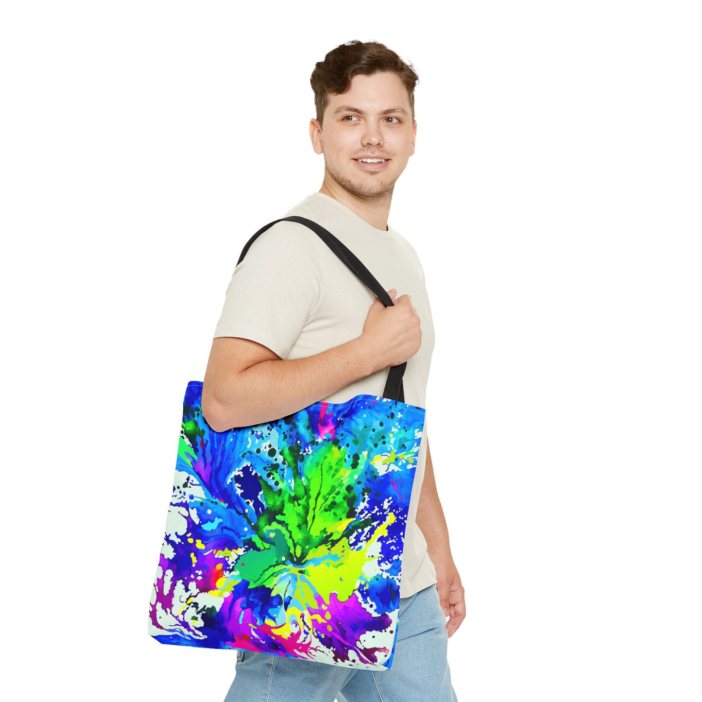 Vibrant Abstract Tote Bag Colorful Shopping Bag, Beach Tote