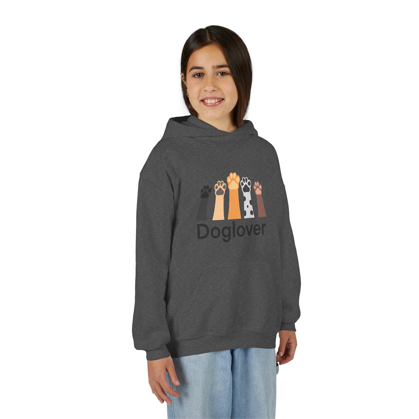Doglover Youth Hoodie — Cute Paw Print Graphic Sweatshirt for Kids