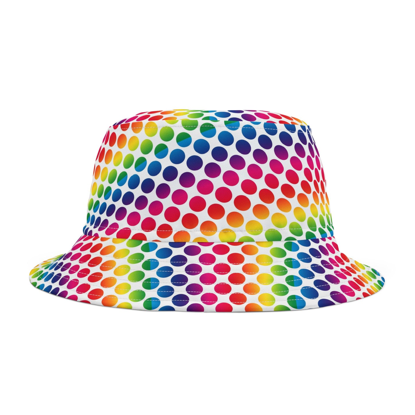Vibrant Rainbow Polka Dot Bucket Hat, Summer Hat, Festival Accessory, Beachwear, Gift for Her, Fun Fashion
