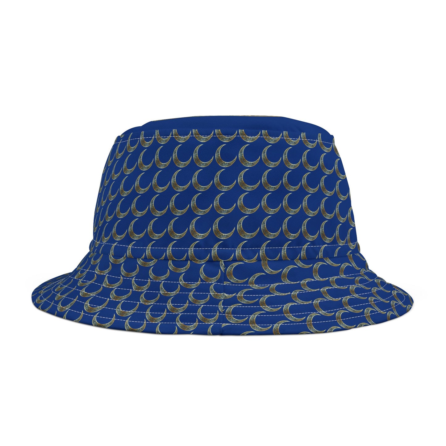 Blue Crescent Moon Pattern Bucket Hat - Stylish Sun Protection, Summer Hat, Festival Accessories, Beach Wear, Gift Ideas