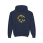 Youth Floral Hoodie – Orange & Teal Flower Circle Design