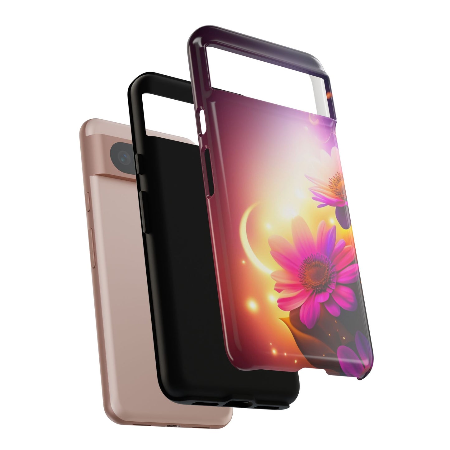 Floral Moonlight Phone Case – Purple Daisy Protective Cover