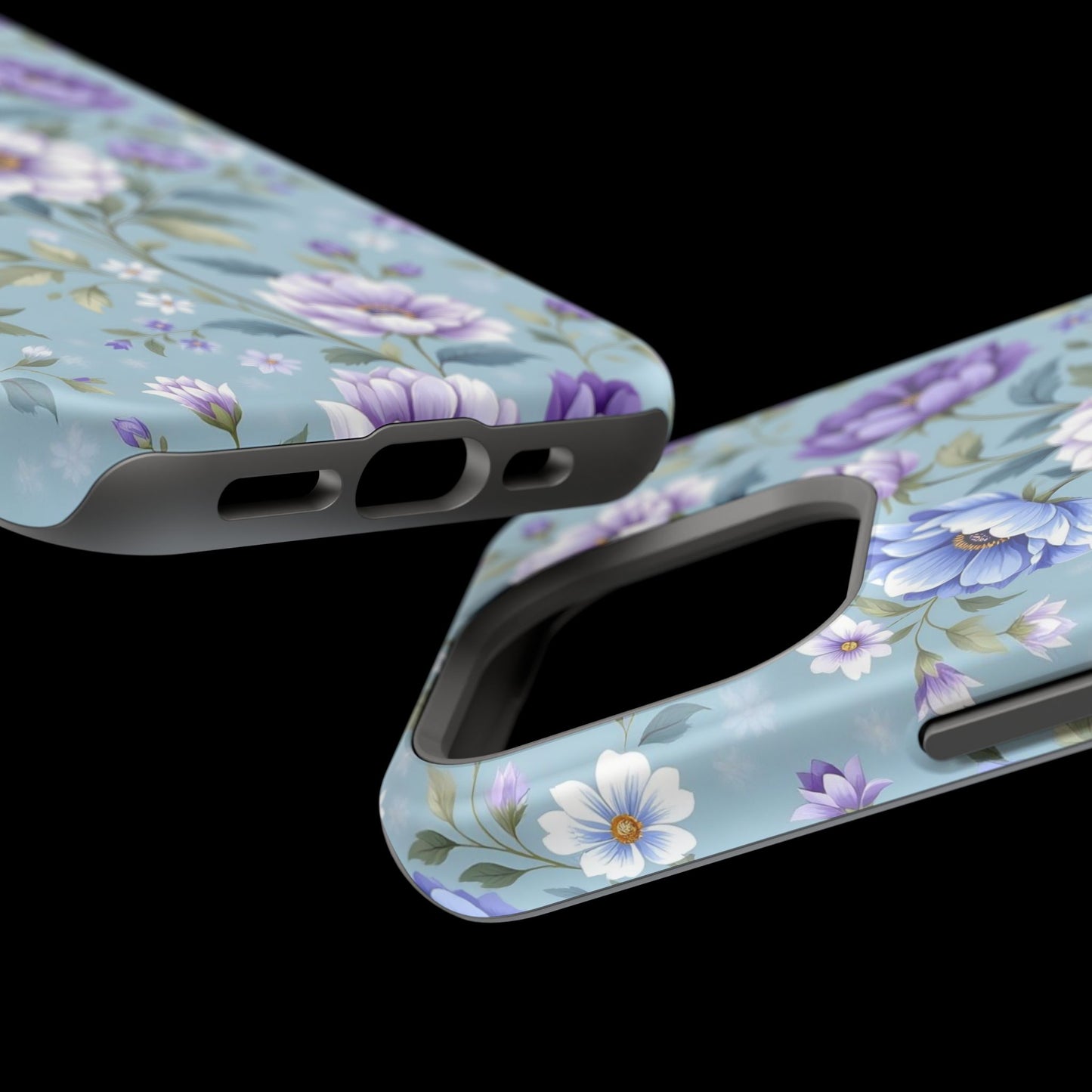 Floral Purple Peony Phone Case — Magnetic Impact‑Resistant Protective Cover