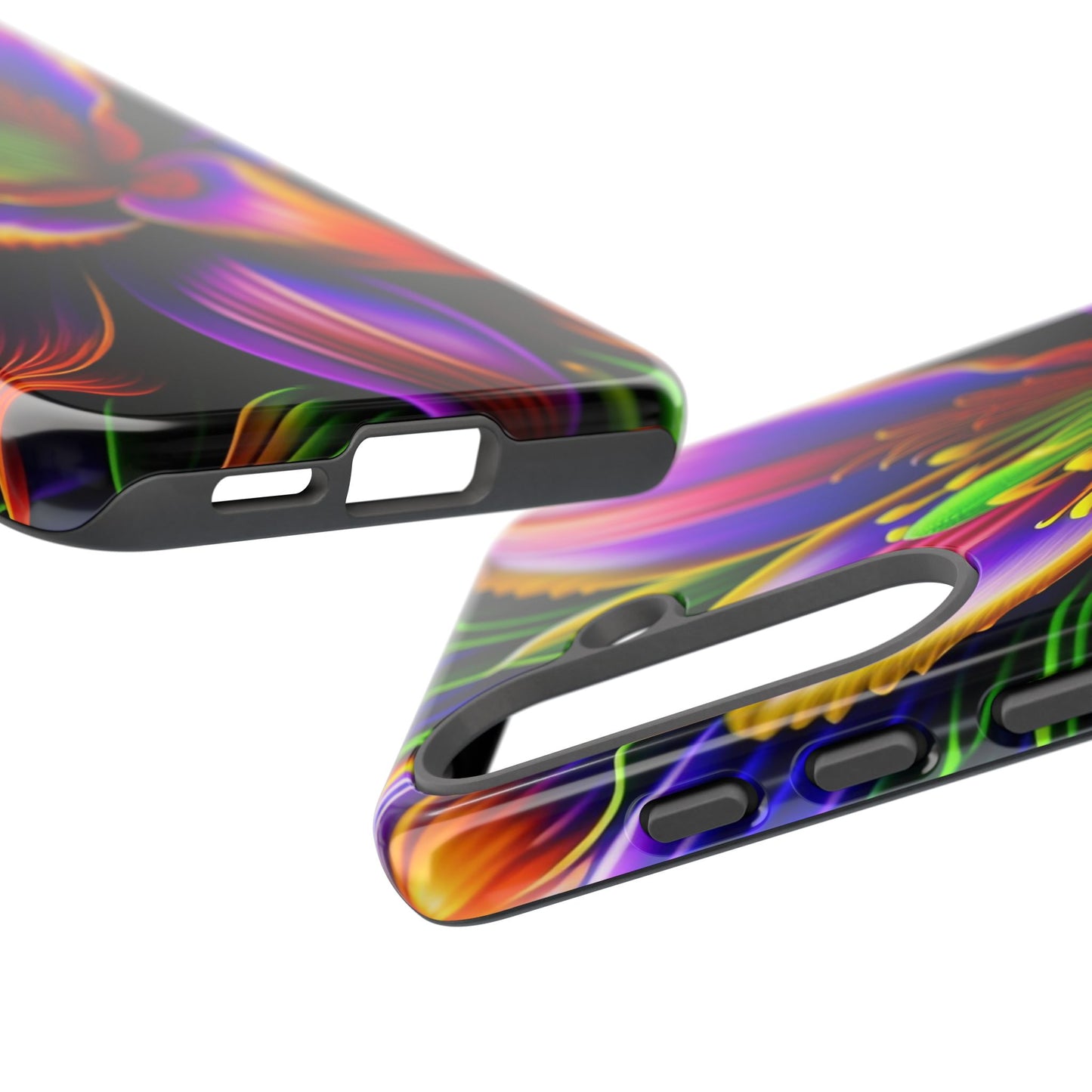 Floral Neon Tough Phone Case — Vivid Purple & Orange Lily Protective Cover