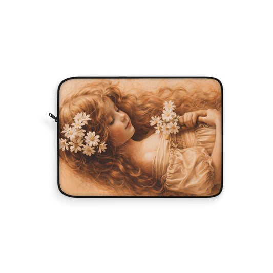 Vintage Floral Laptop Sleeve — Ethereal Sleeping Maiden Design