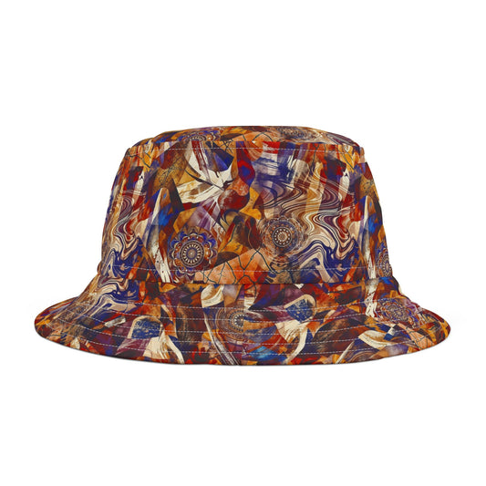 Abstract Autumn Swirl Bucket Hat — Colorful Psychedelic All-Over-Print