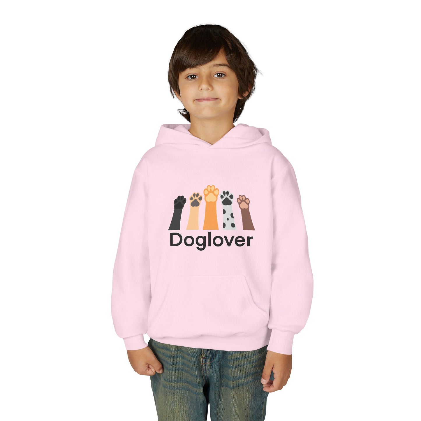 Doglover Youth Hoodie — Cute Paw Print Graphic Sweatshirt for Kids