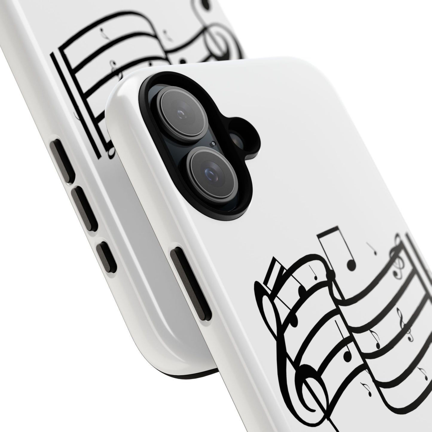 Musical Notes Phone Case — Black Treble Clef Music Staff Tough Case