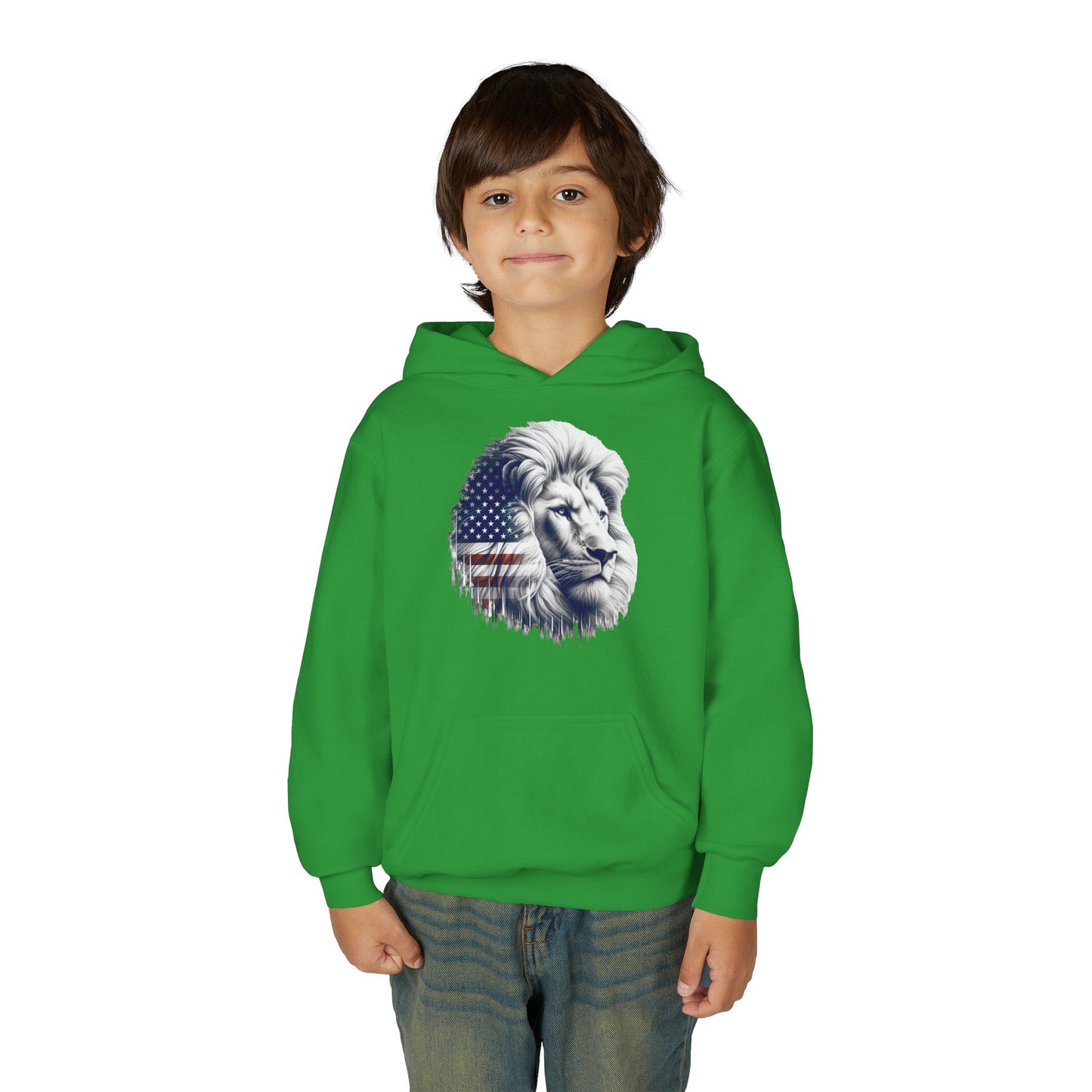 American Flag Lion Hoodie | Patriotic Lion Graphic Youth Sweatshirt