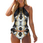 2-Piece Women's Tankini Set with High Neck Halter Top