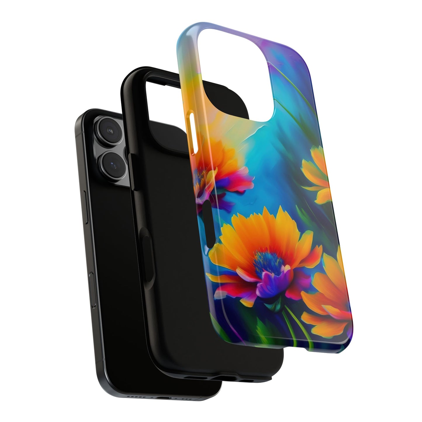 Floral Sunset Tough Phone Case — Vibrant Watercolor Flowers Protective Cover