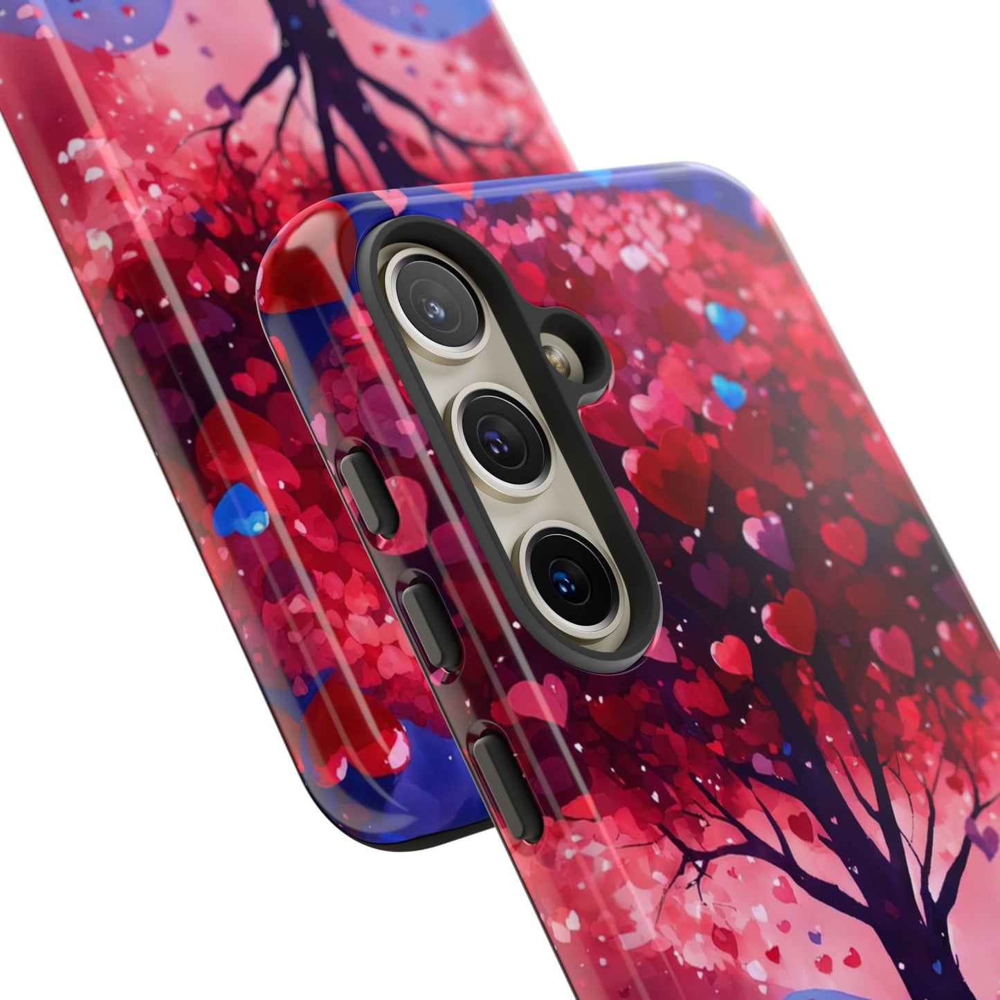 Heart Tree Phone Case — Romantic Red & Blue Protective Tough Case