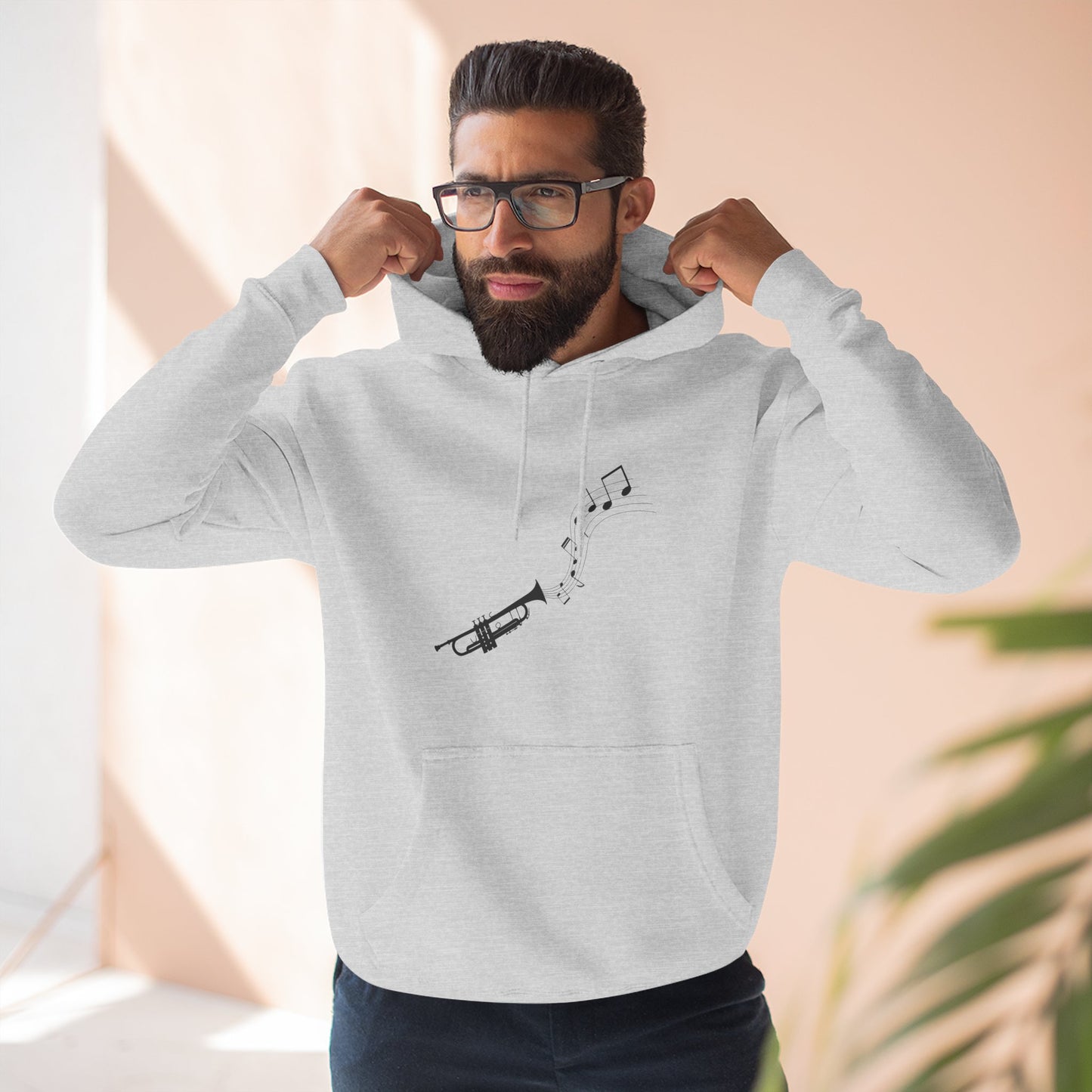 Trumpet Music Notes Hoodie — Minimalist Jazz Instrument Pullover