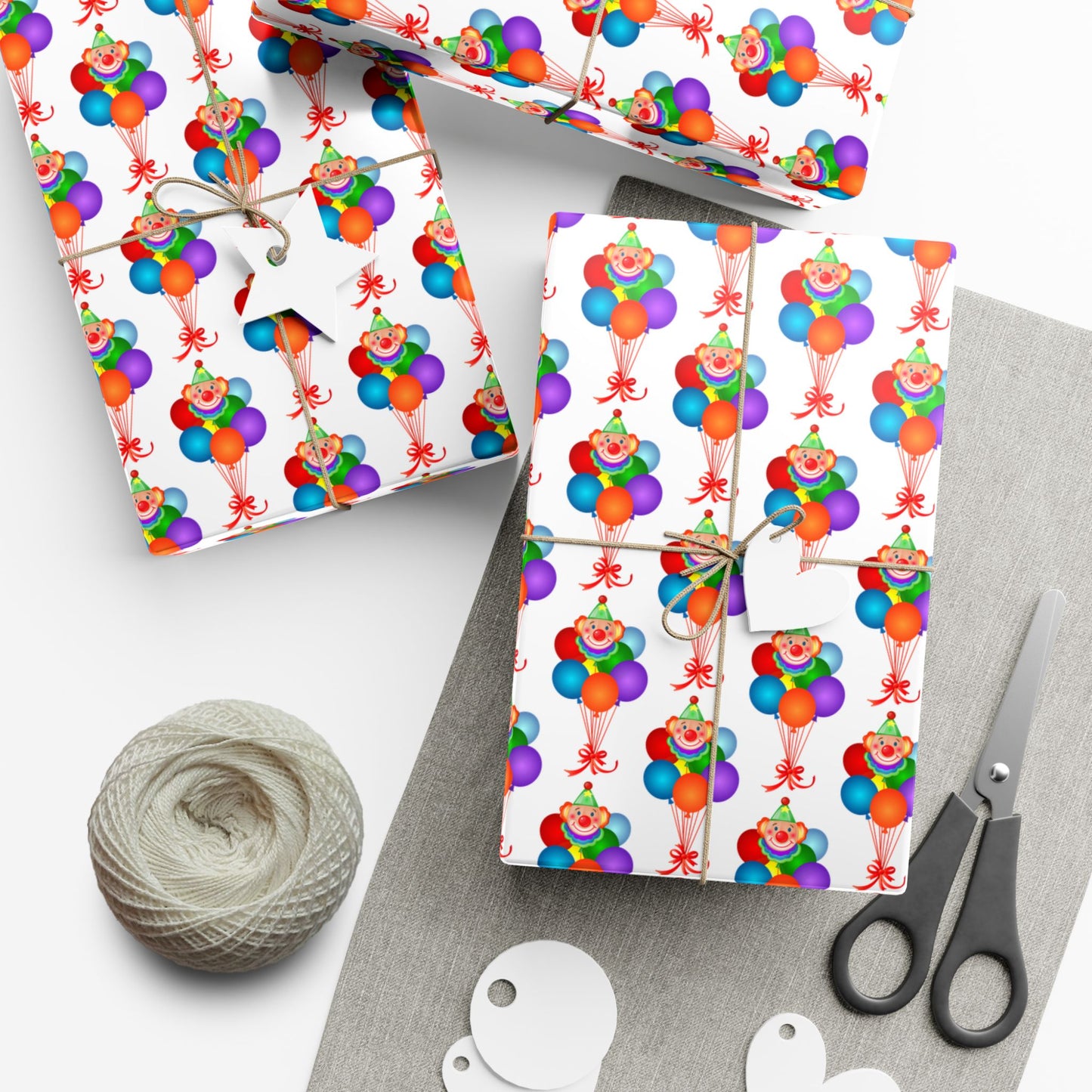 Birthday Clown Balloon Gift Wrap Paper — Colorful Party Wrapping Sheets for Kids