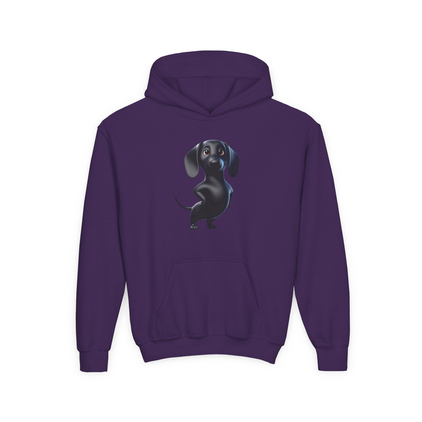 Youth Hoodie — Cute Black Dachshund Graphic