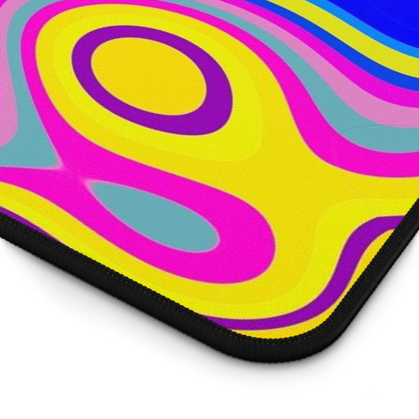 Psychedelic Swirl Desk Mat — Bright Retro Abstract Mouse Pad