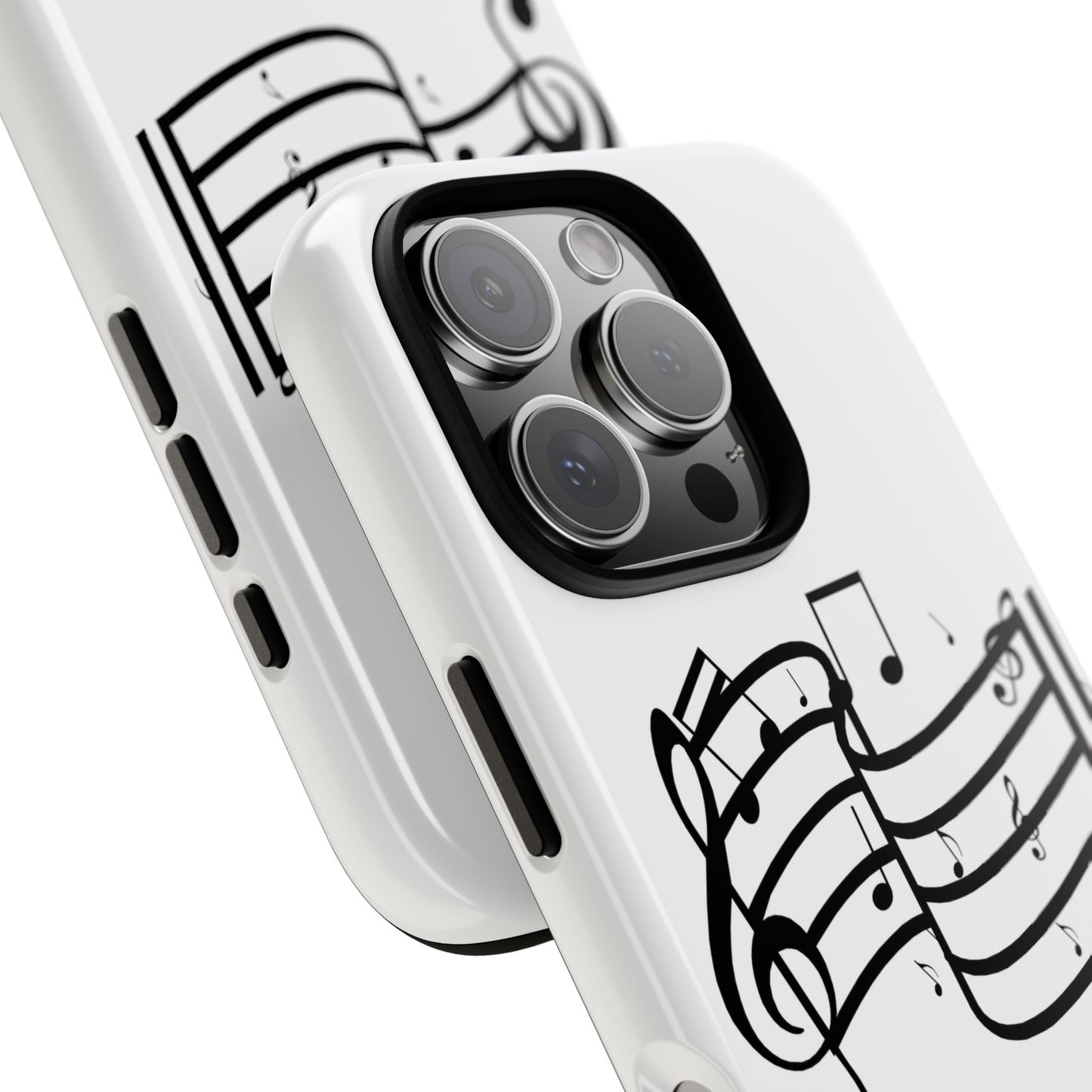 Musical Notes Phone Case — Black Treble Clef Music Staff Tough Case