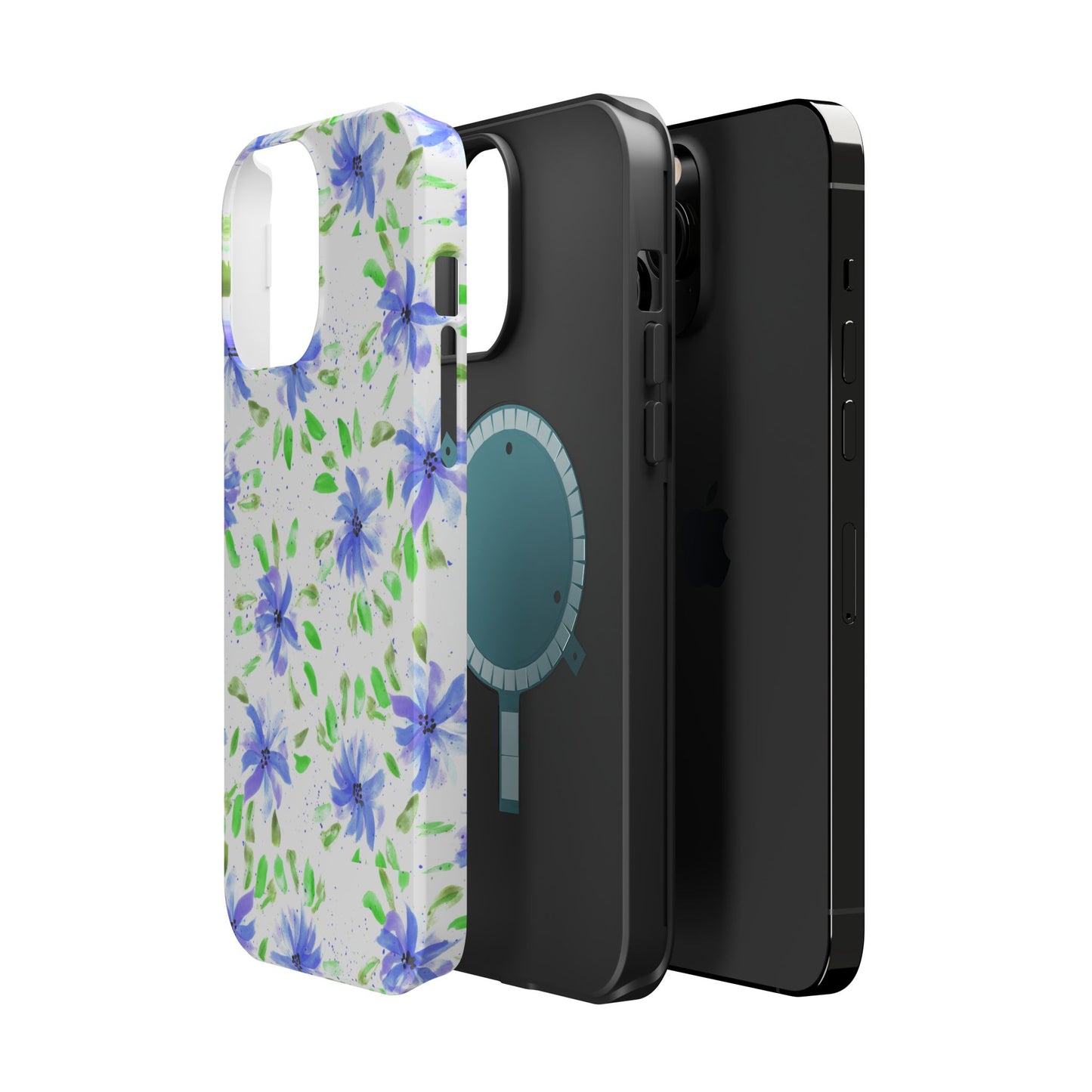 Floral Blue Watercolor Phone Case — Magnetic Impact-Resistant