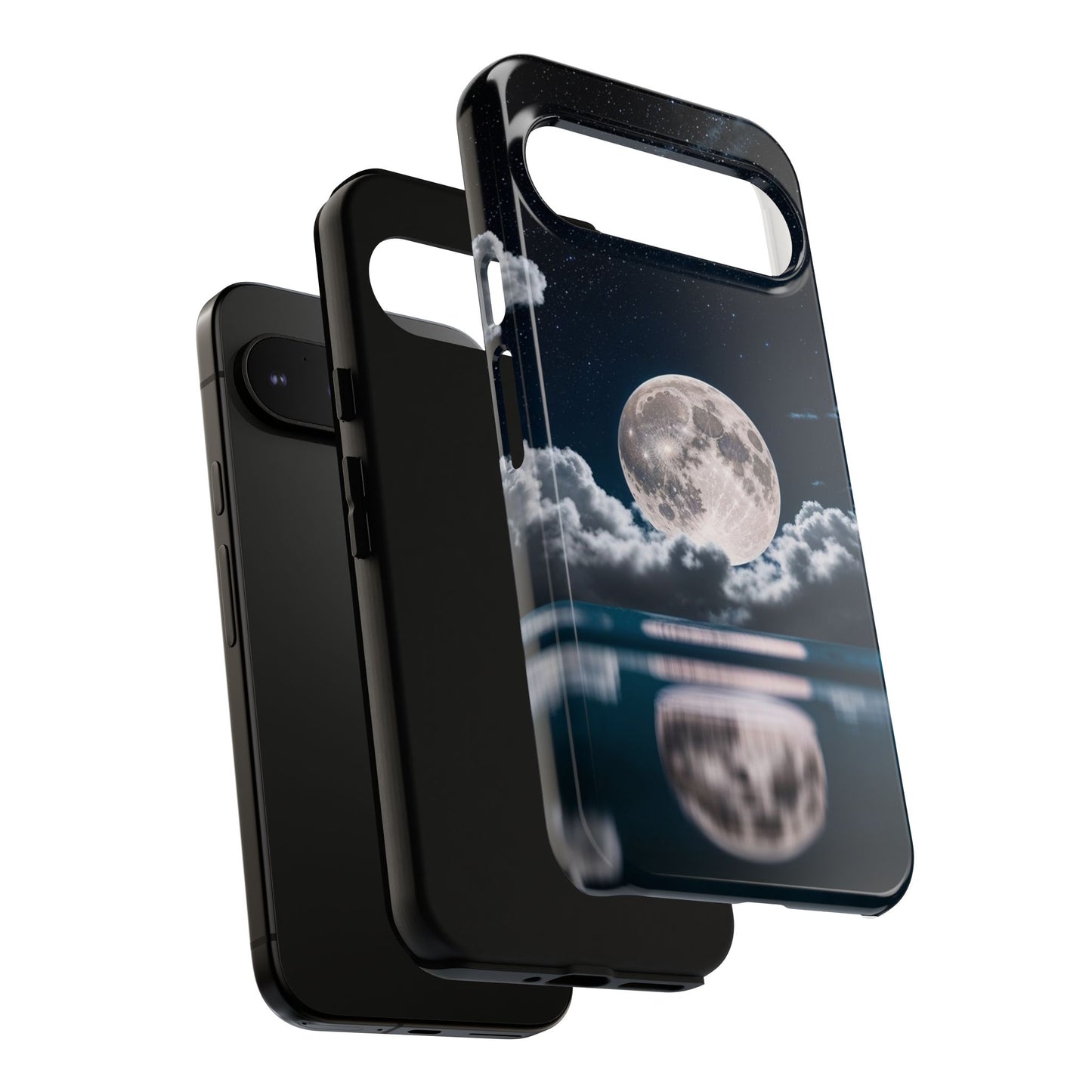 Moonlit Reflection Phone Case — Night Sky Moon & Clouds Tough Case