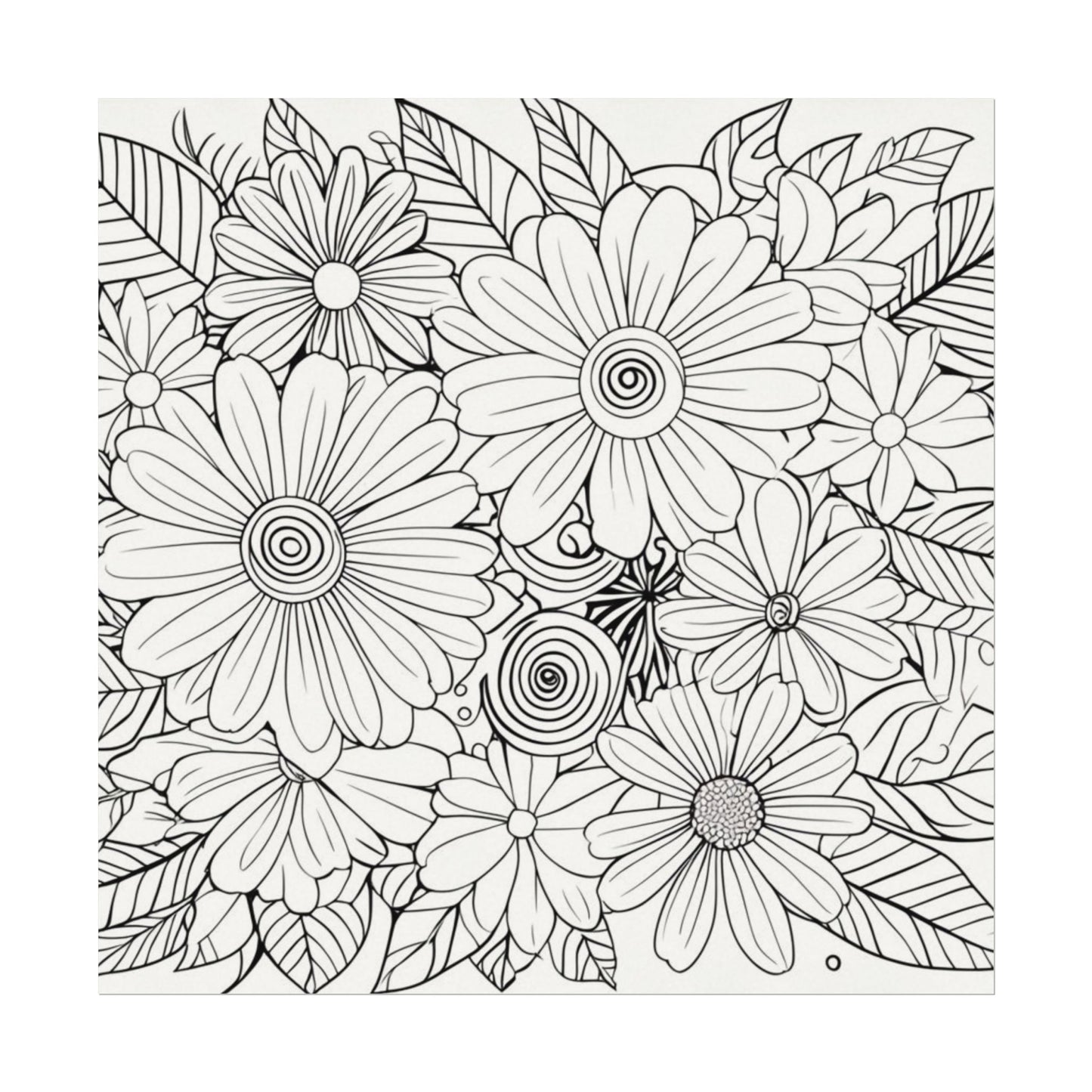 COLOR IT YOURSELF Floral Line Art Poster — Textured Matte Print