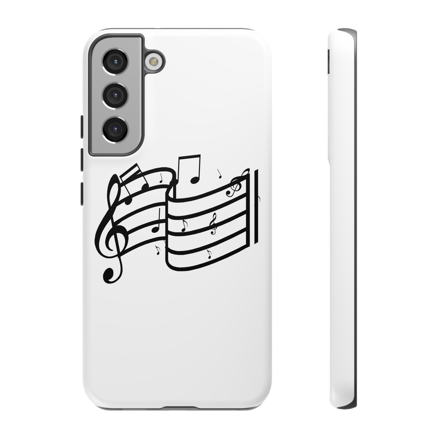 Musical Notes Phone Case — Black Treble Clef Music Staff Tough Case