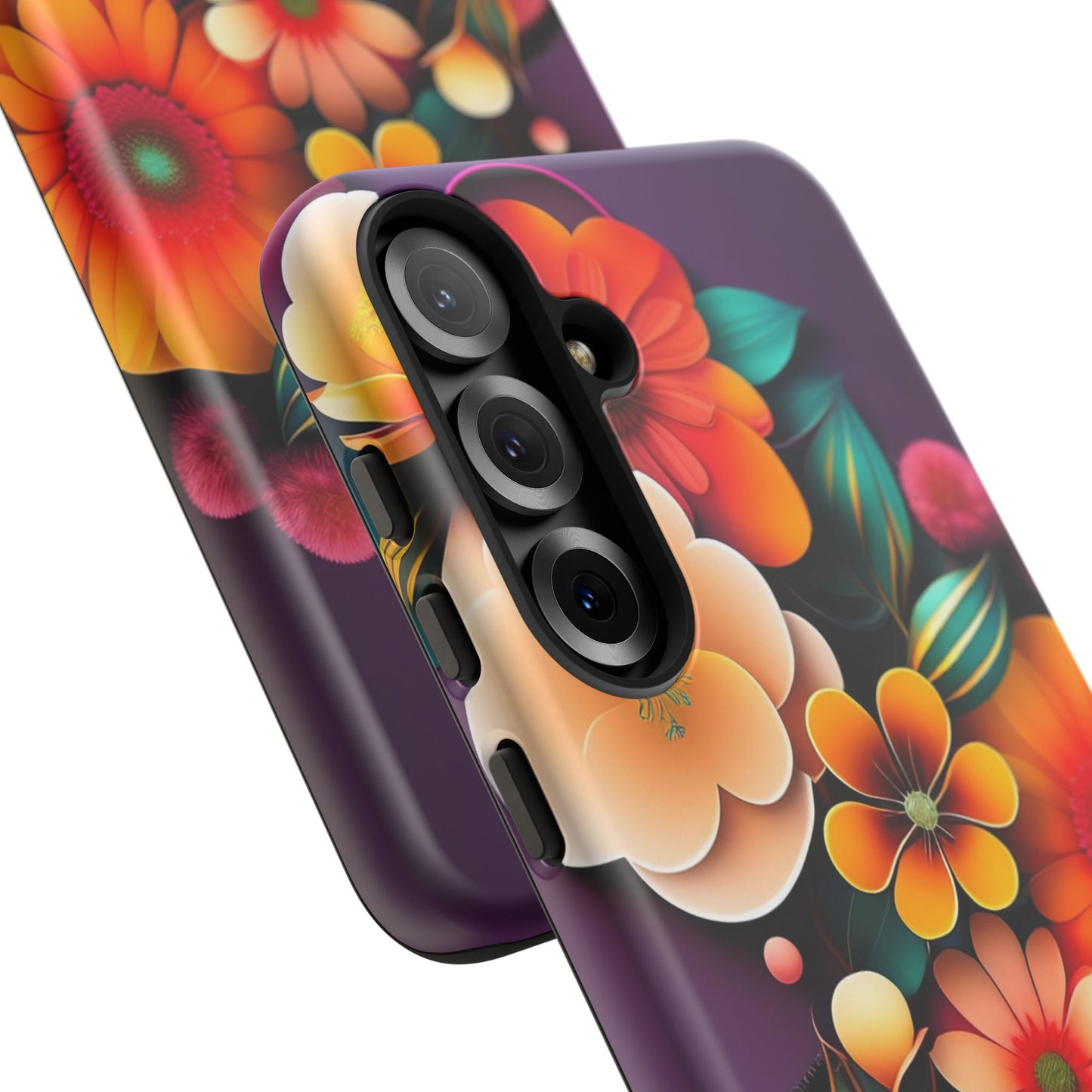 Floral Burst Tough Phone Case — Colorful Retro Flowers Protective Cover