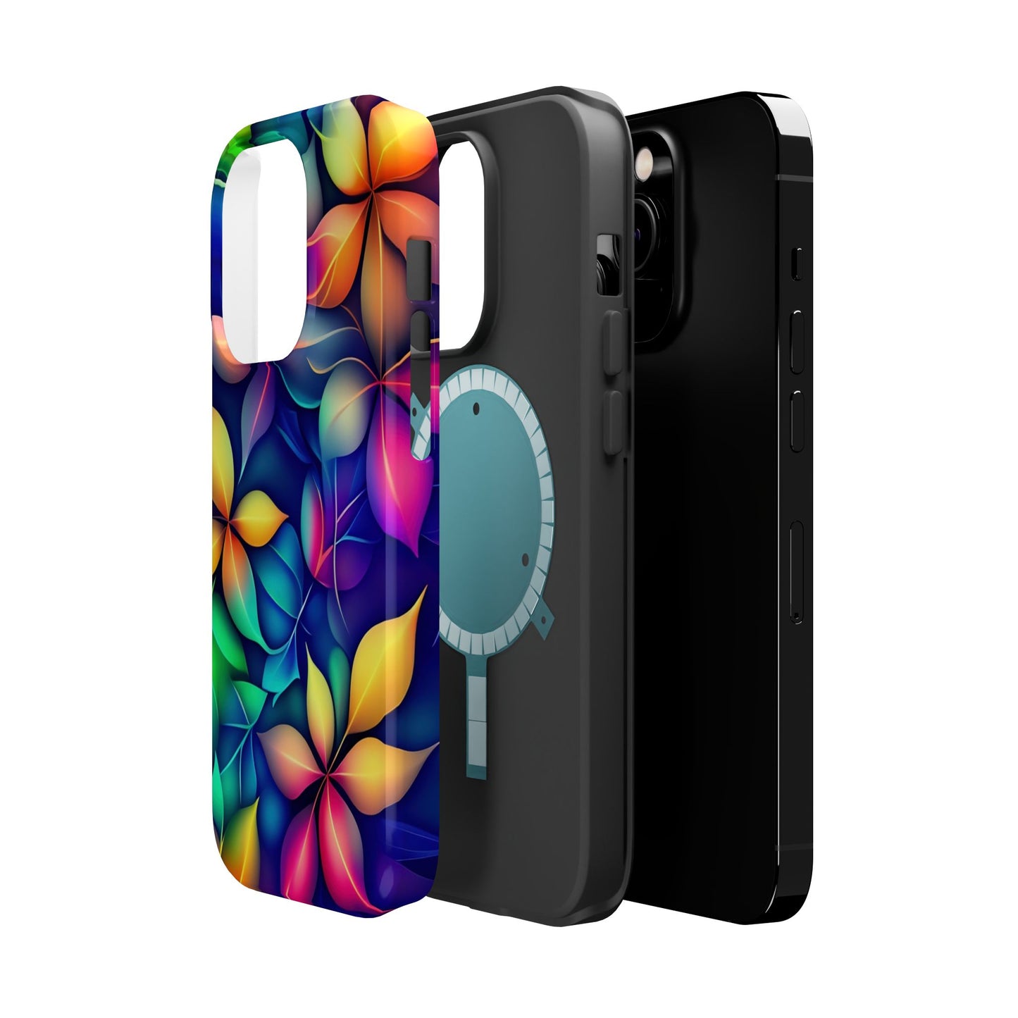Floral Prism Magnetic Impact-Resistant Phone Case — Colorful Gradient Petal Design