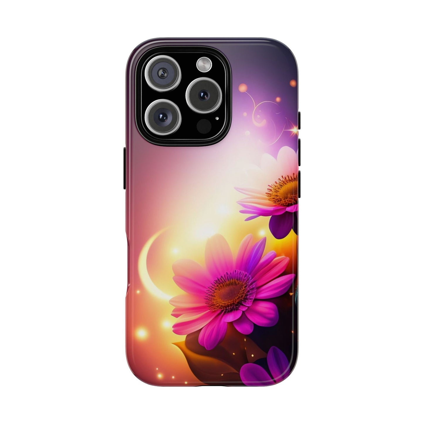 Floral Moonlight Phone Case – Purple Daisy Protective Cover