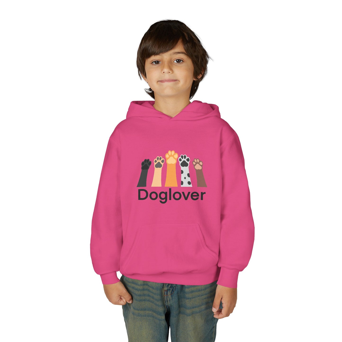 Doglover Youth Hoodie — Cute Paw Print Graphic Sweatshirt for Kids