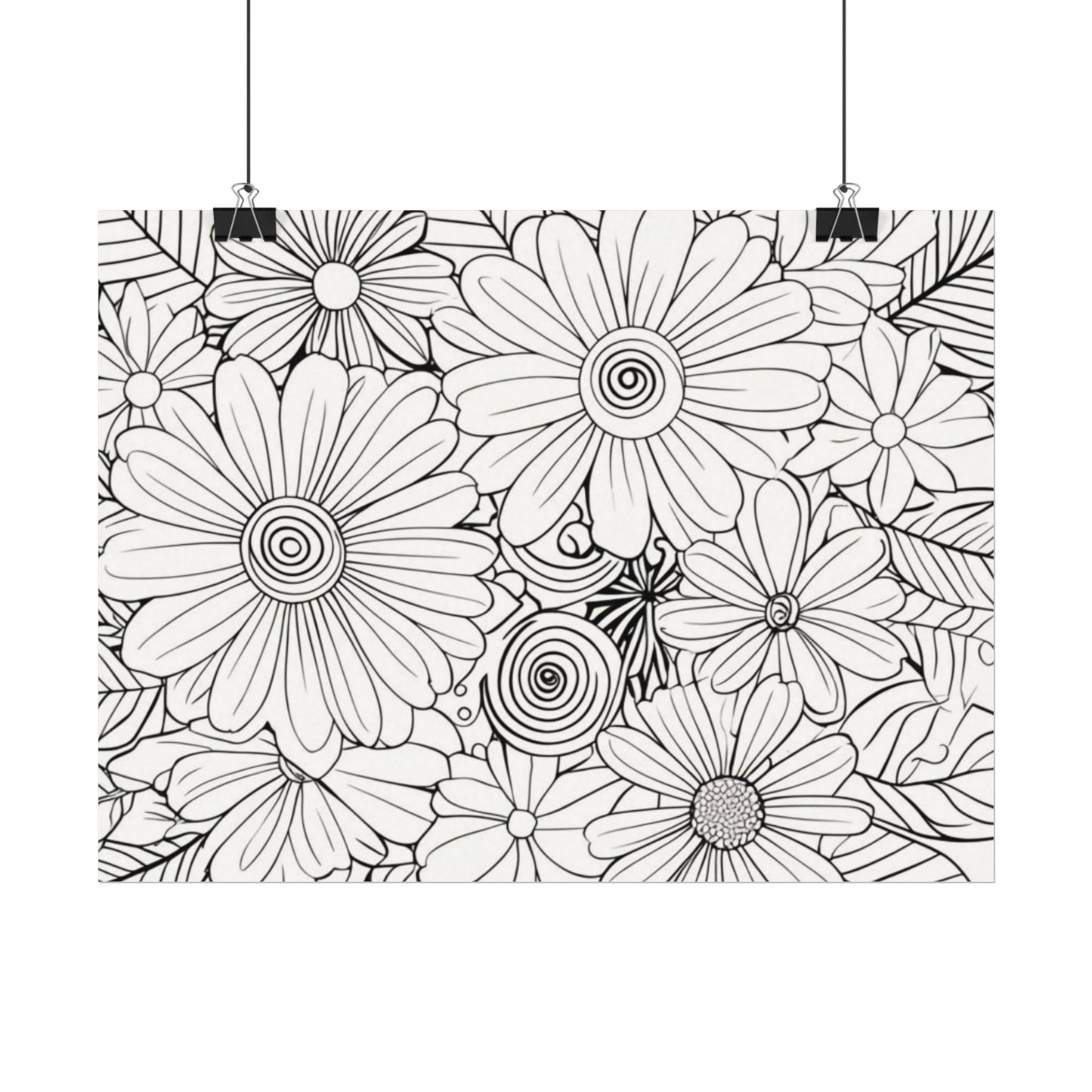COLOR IT YOURSELF Floral Line Art Poster — Textured Matte Print