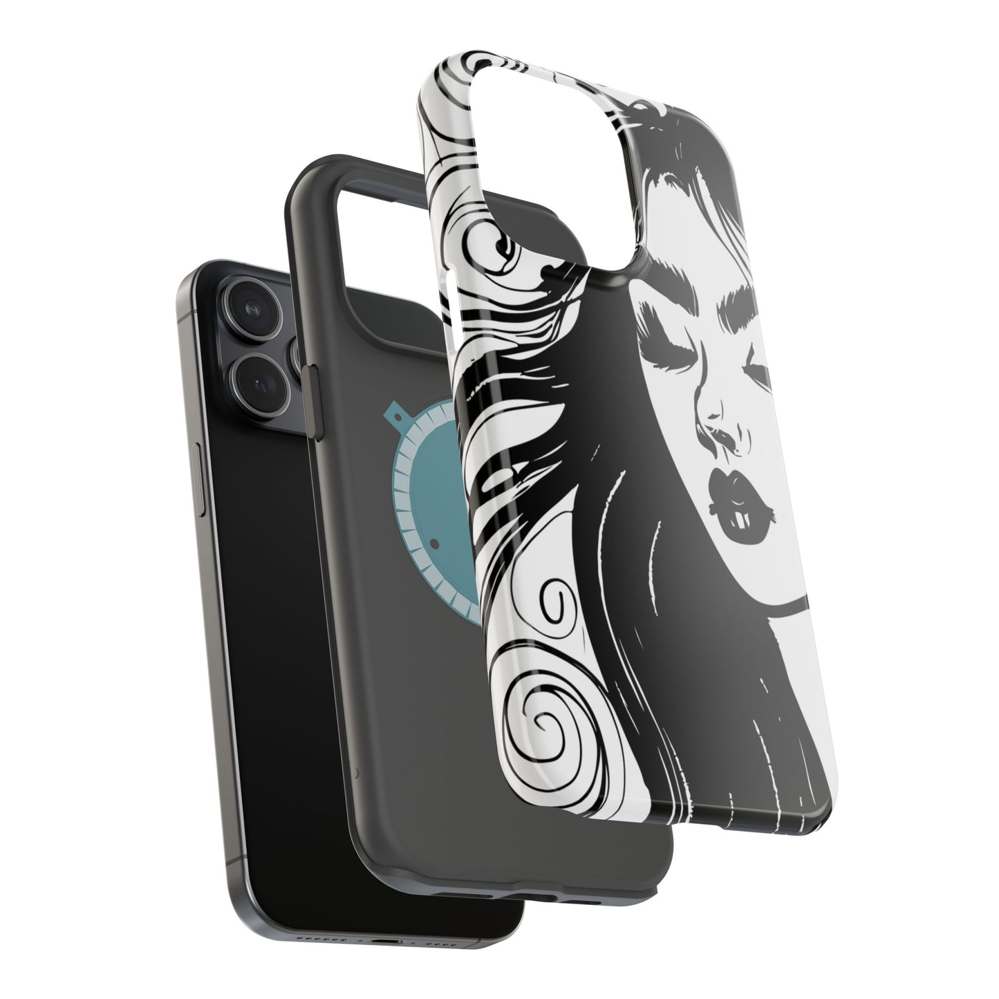Artistic Black & White Portrait Phone Case — Magnetic Impact-Resistant