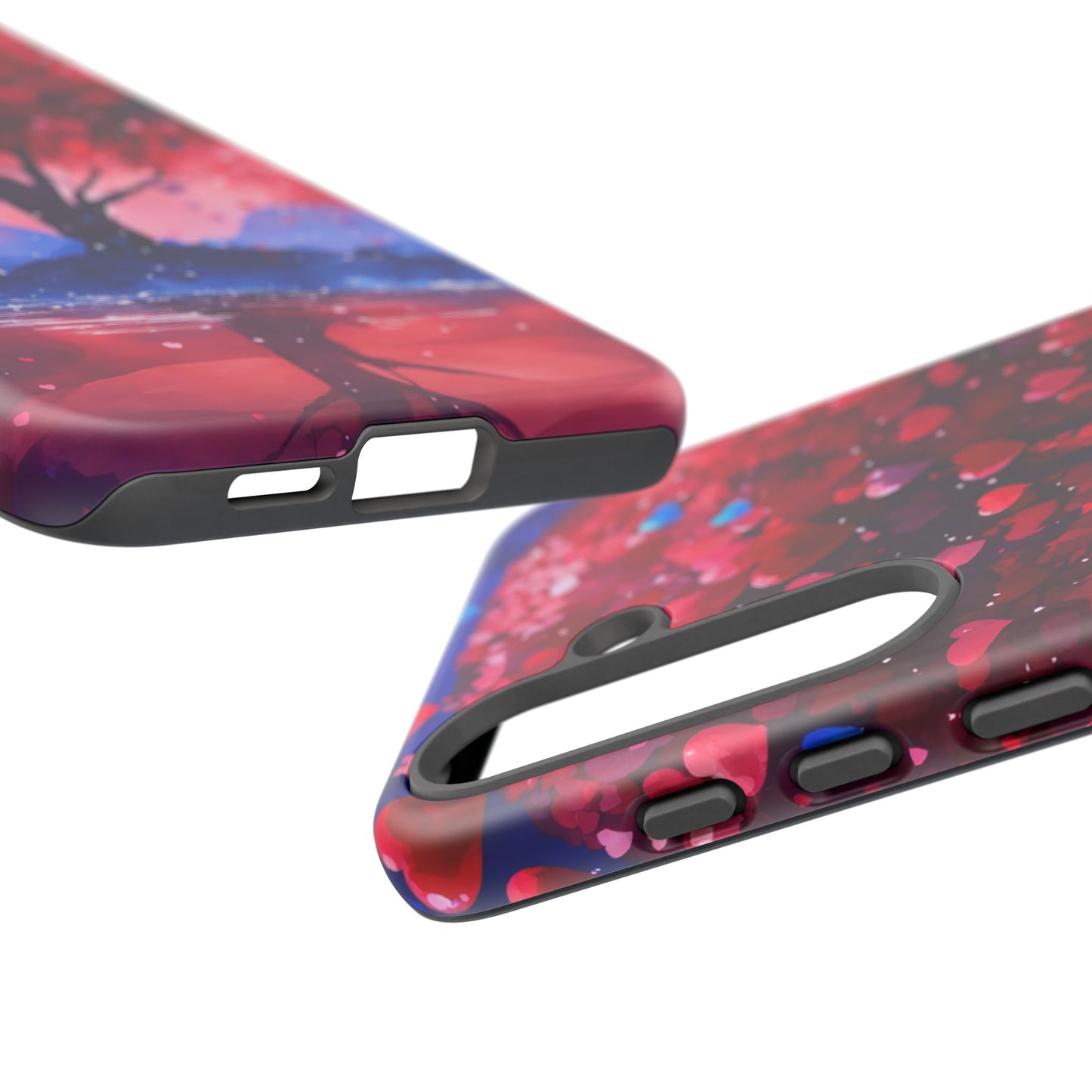 Heart Tree Phone Case — Romantic Red & Blue Protective Tough Case